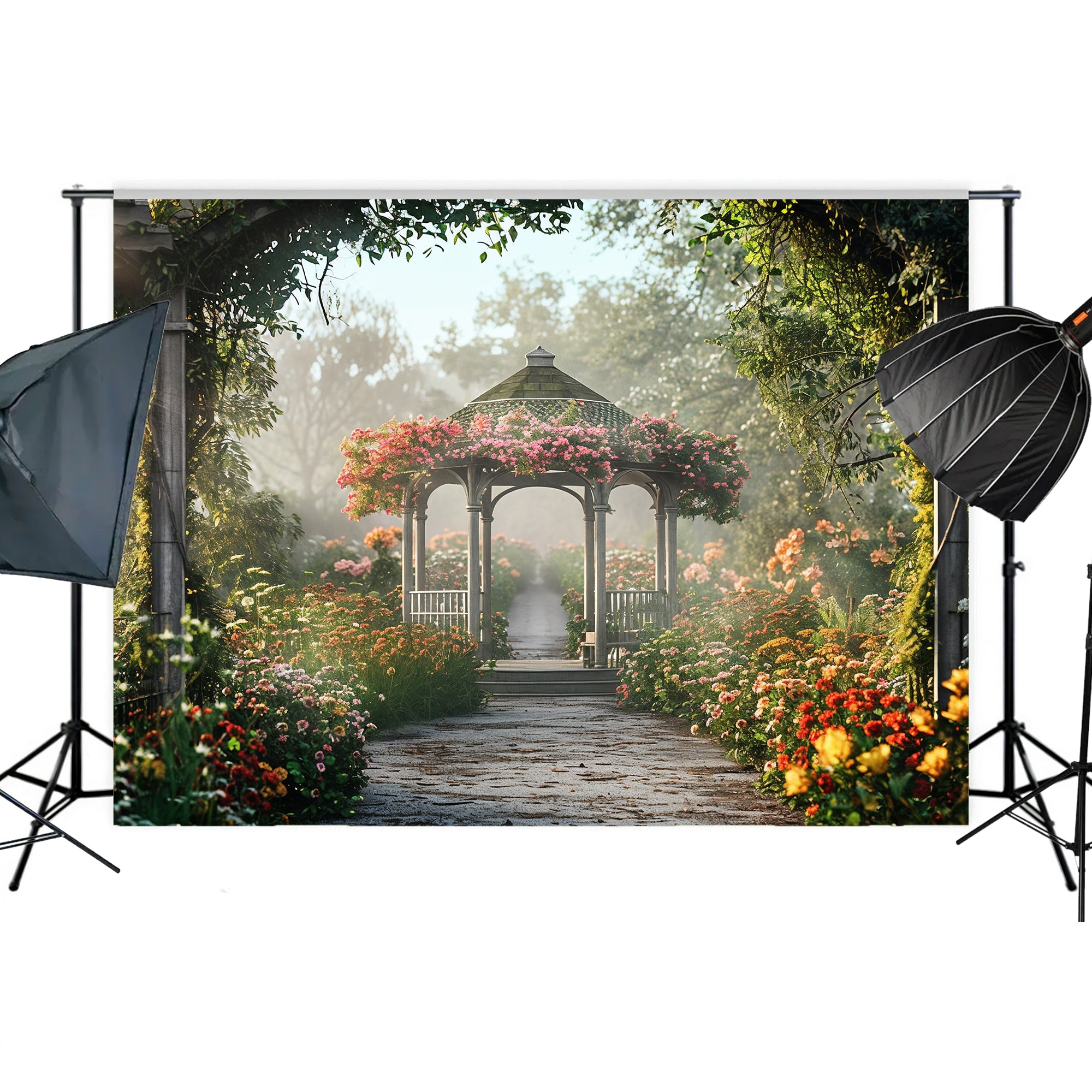 Romantic Garden Gazebo Backdrop