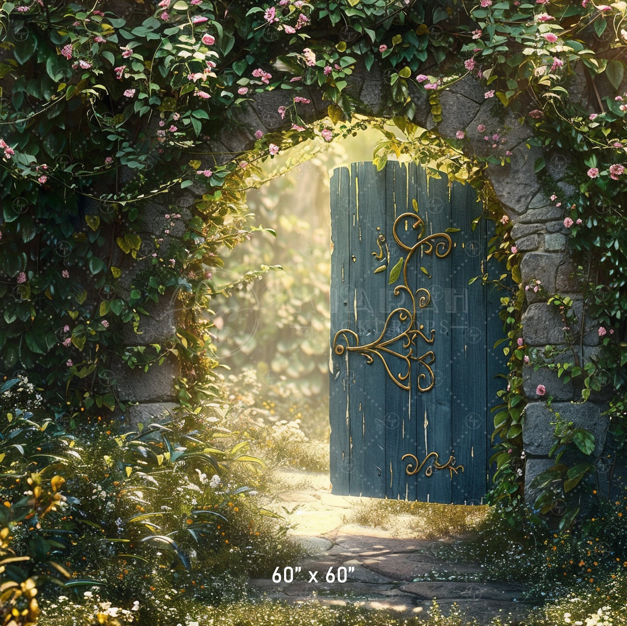 KB1384aEnchanted Garden Doorway Backdrop