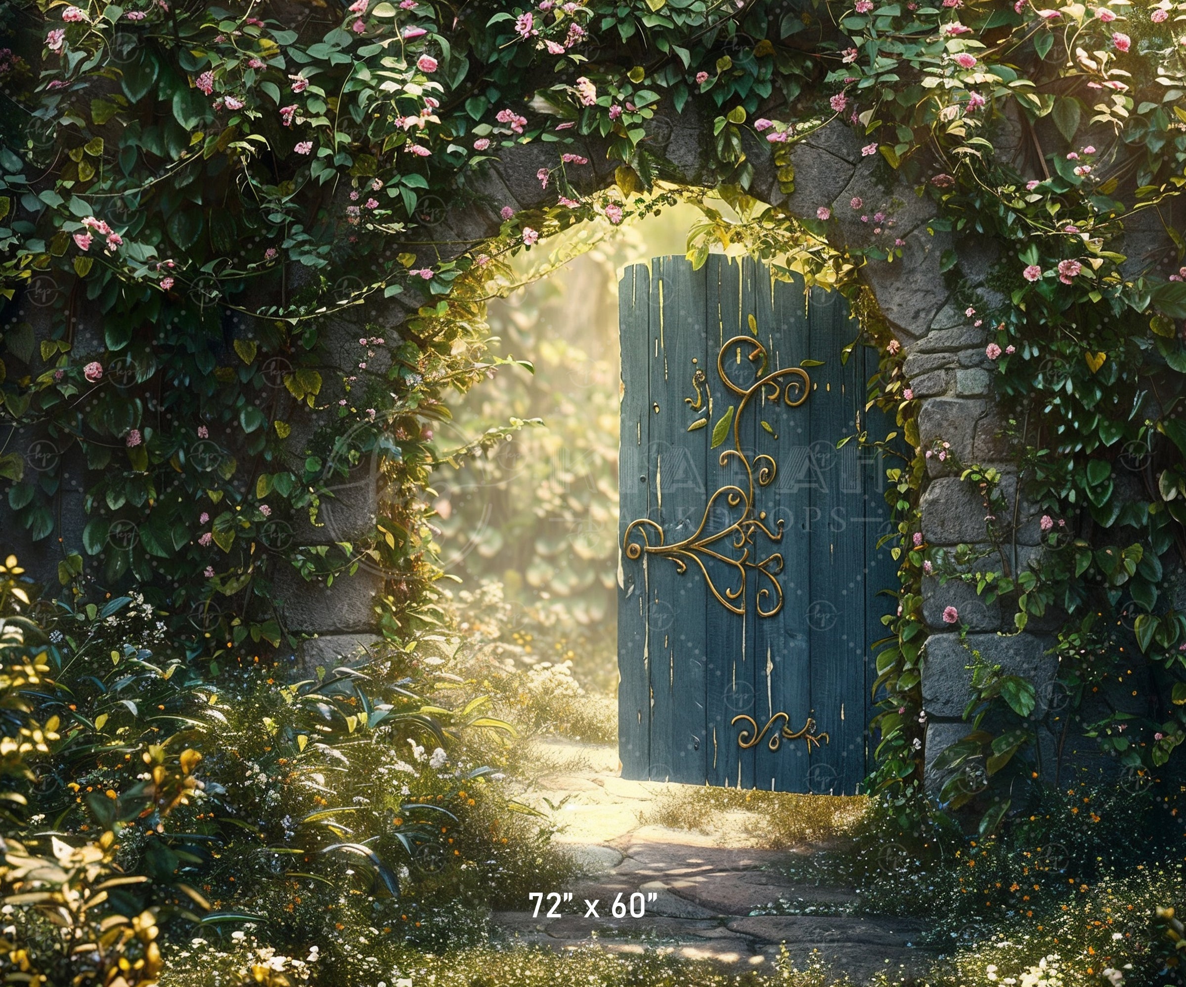 KB1384aEnchanted Garden Doorway Backdrop