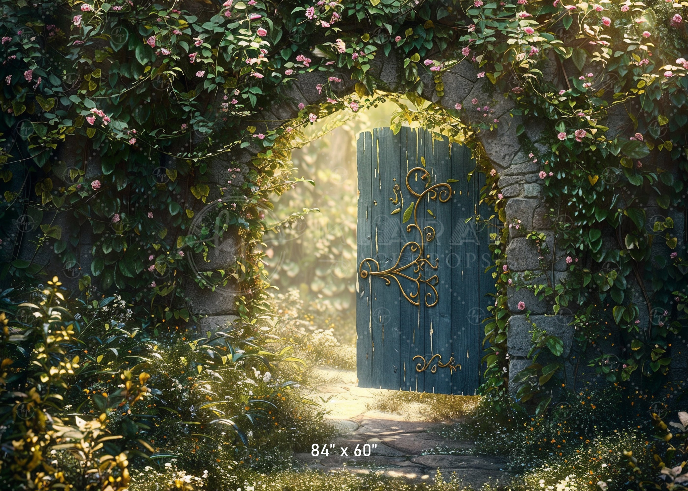 KB1384aEnchanted Garden Doorway Backdrop