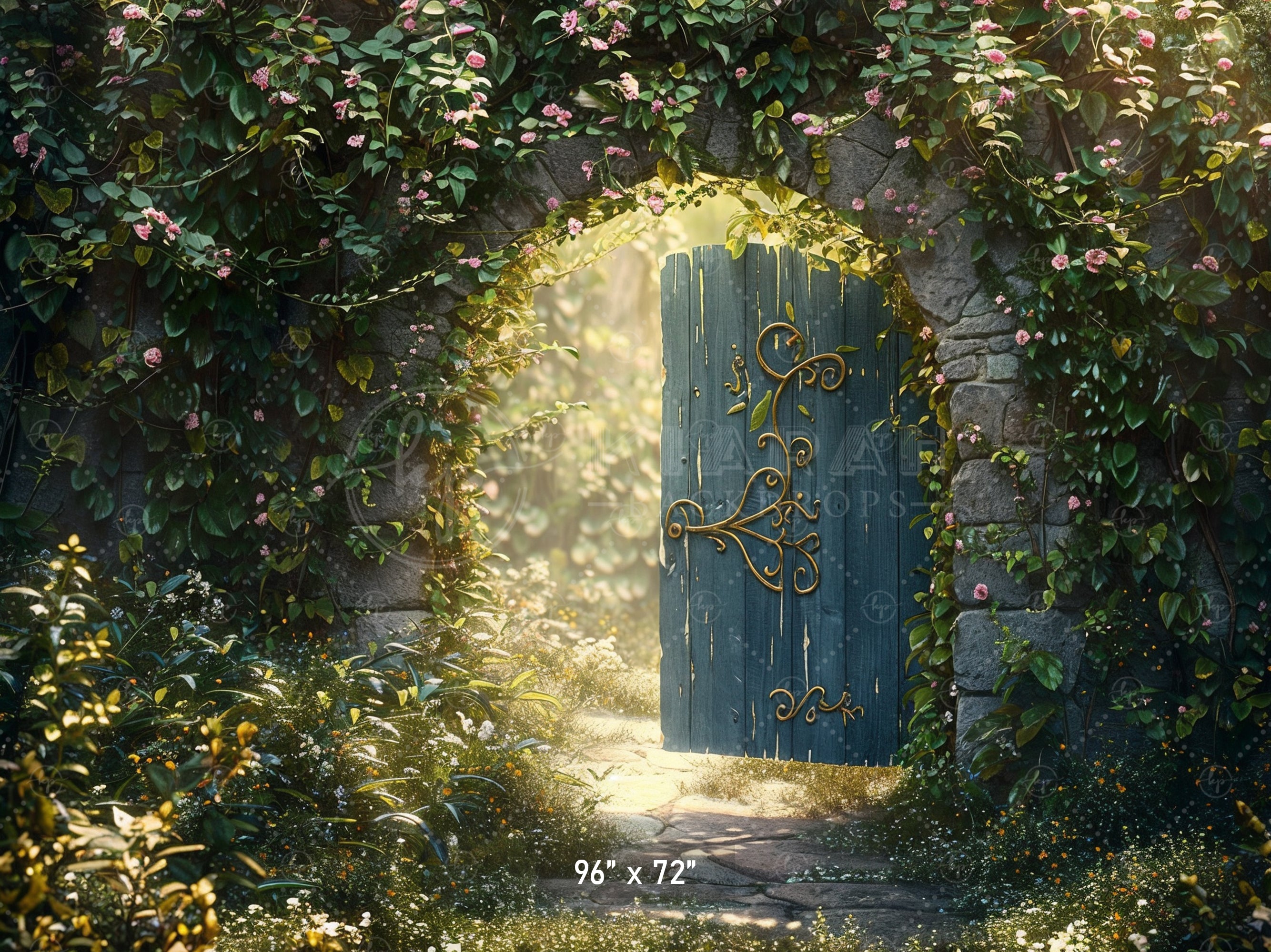 KB1384aEnchanted Garden Doorway Backdrop