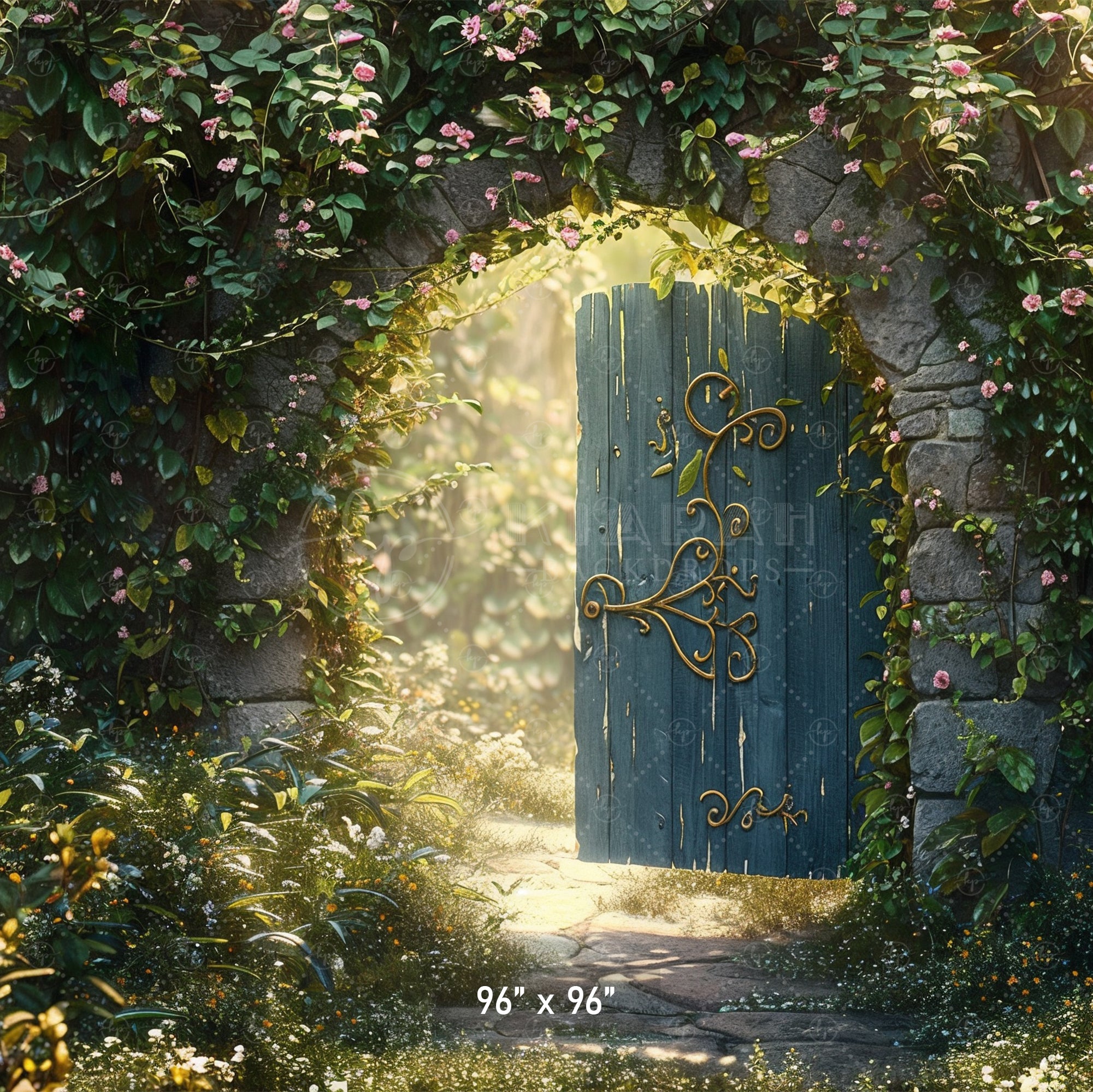 KB1384aEnchanted Garden Doorway Backdrop