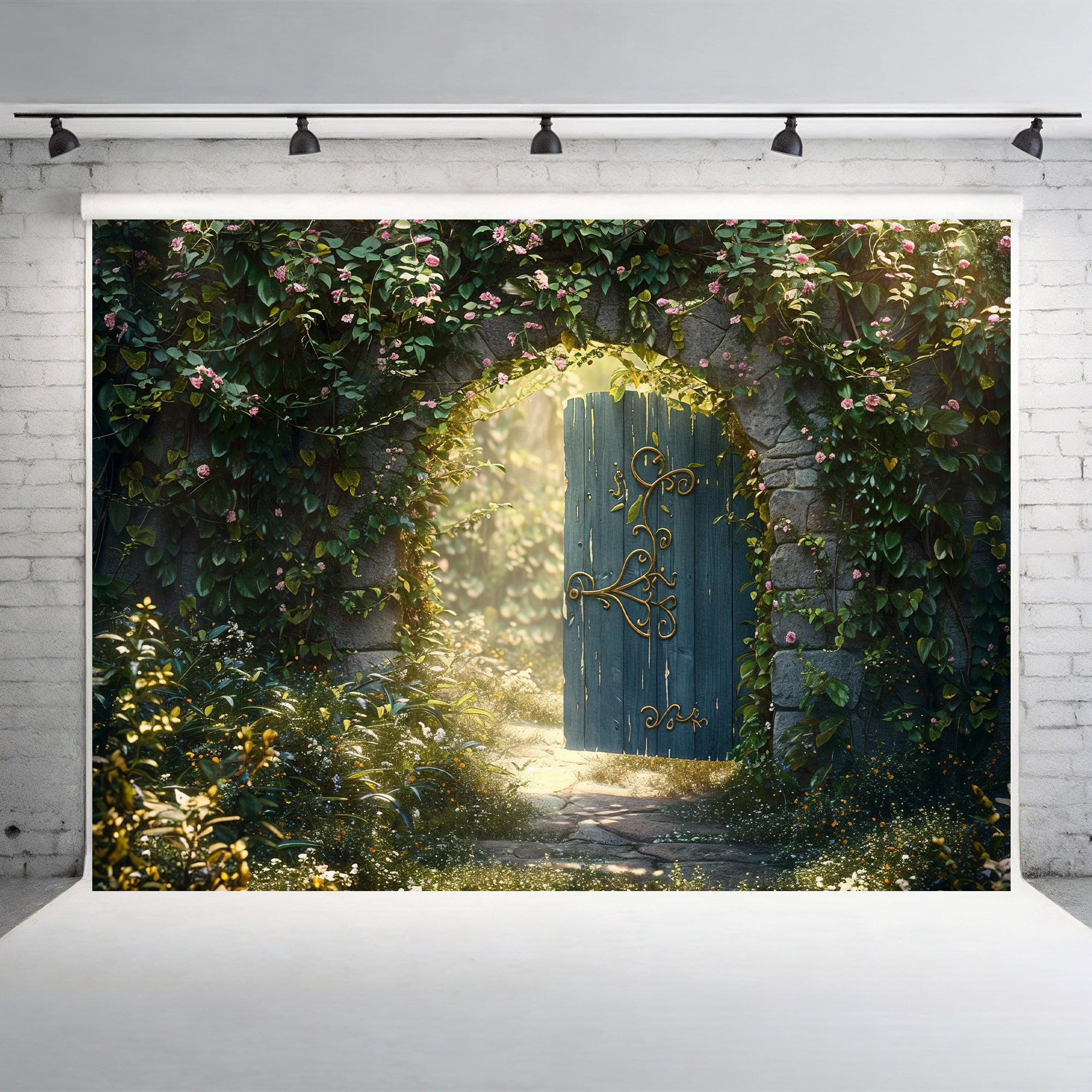 KB1384aEnchanted Garden Doorway Backdrop