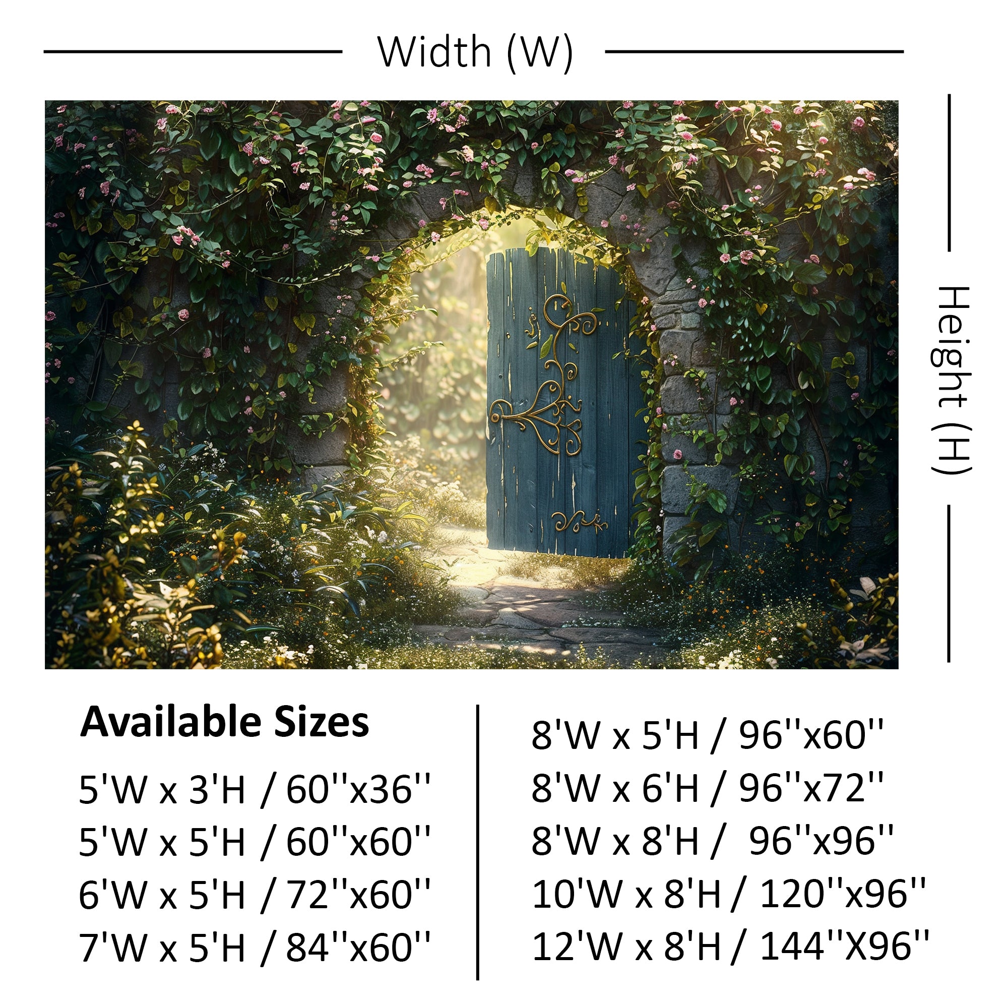 KB1384aEnchanted Garden Doorway Backdrop