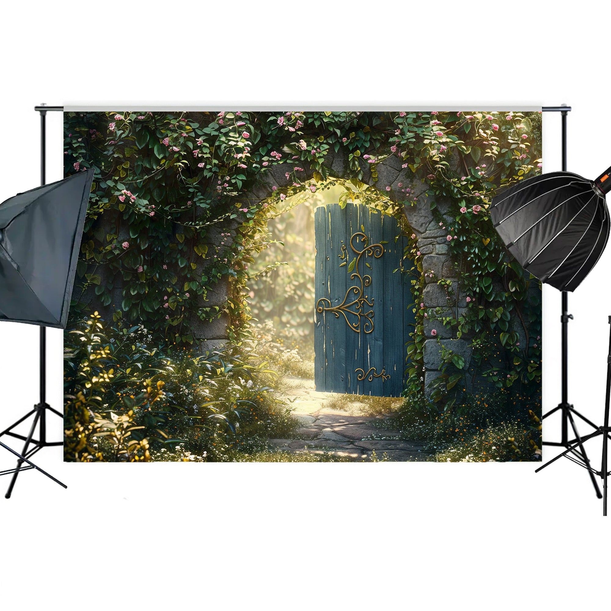 KB1384aEnchanted Garden Doorway Backdrop