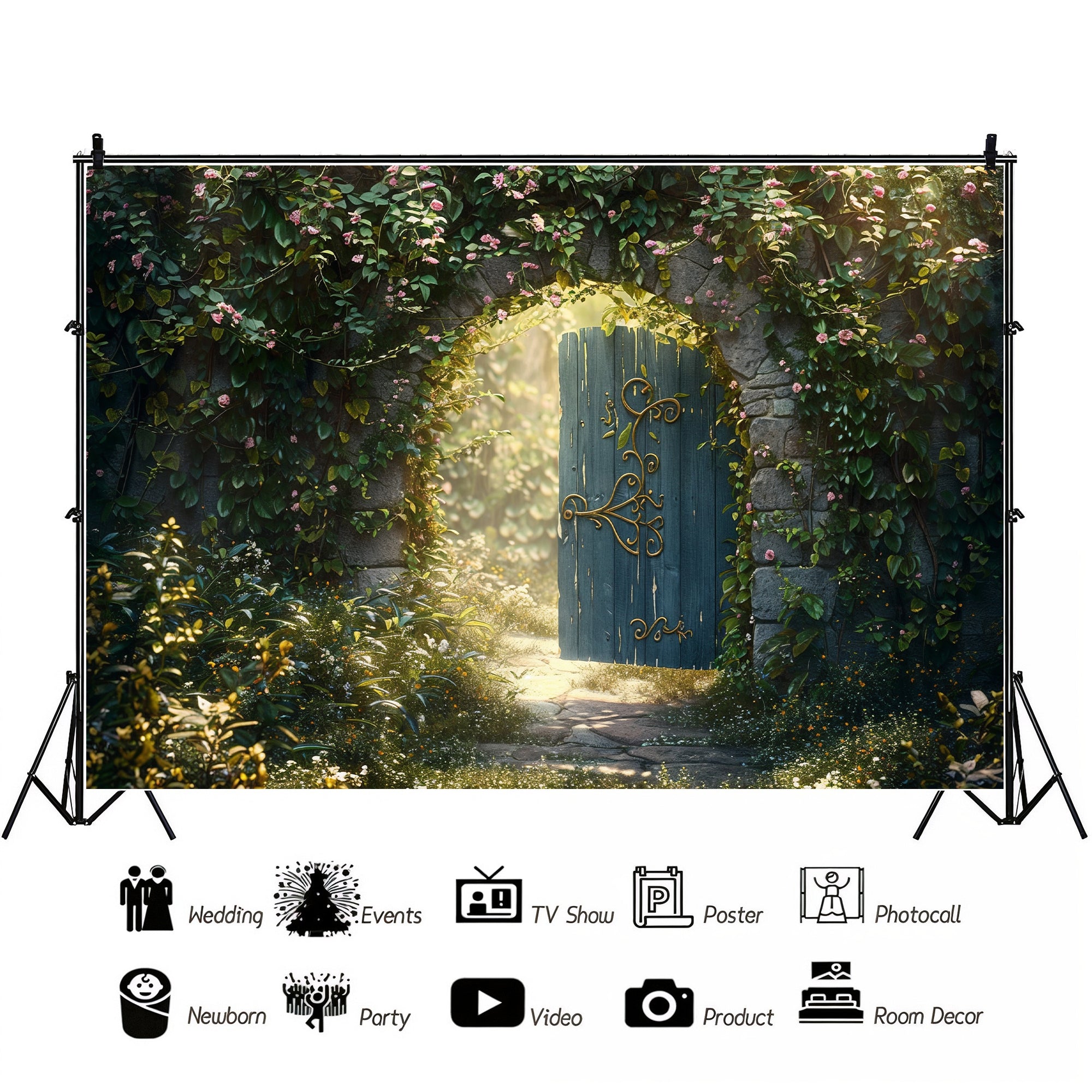 KB1384aEnchanted Garden Doorway Backdrop