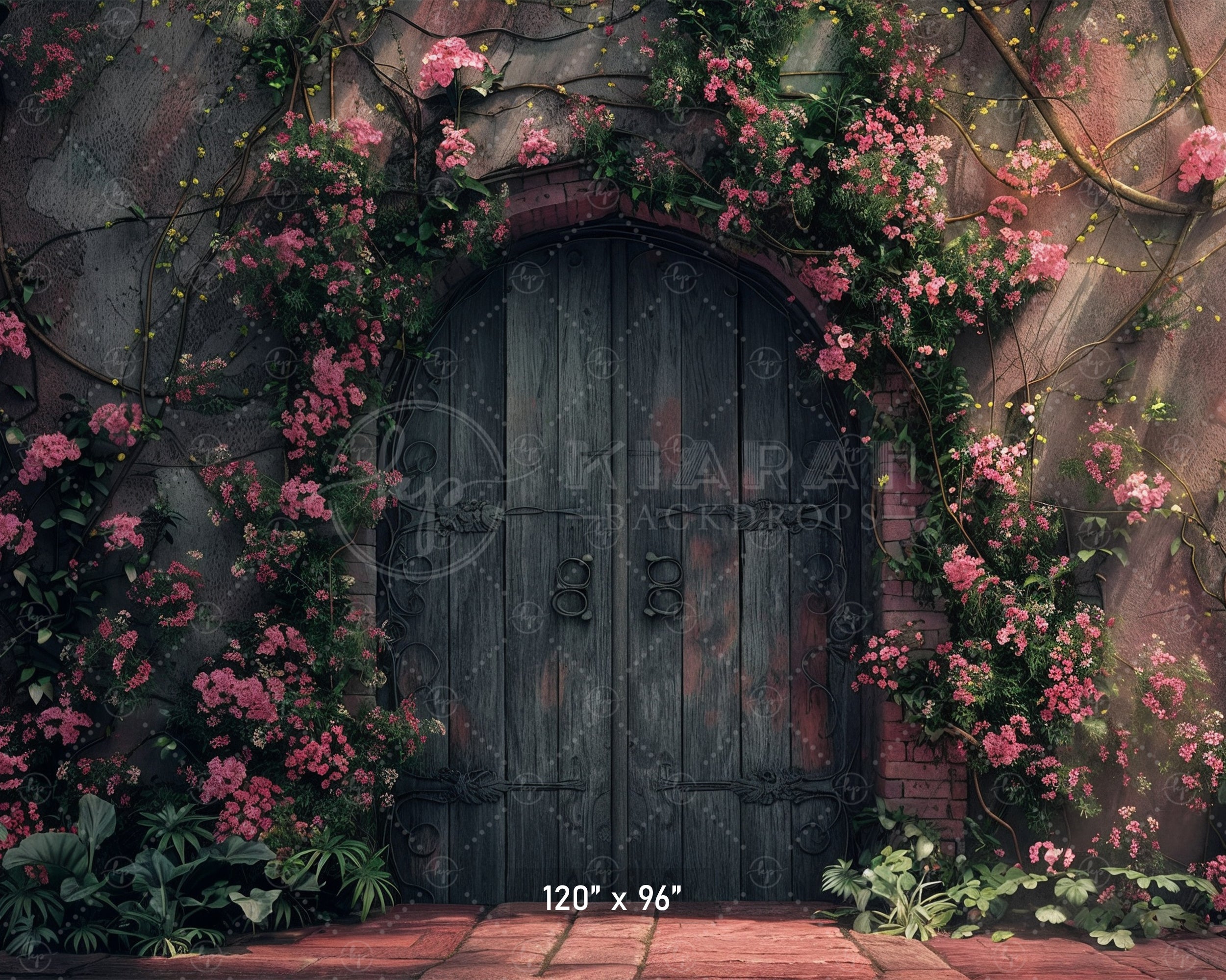 Rustic Floral Courtyard Door Backdrop