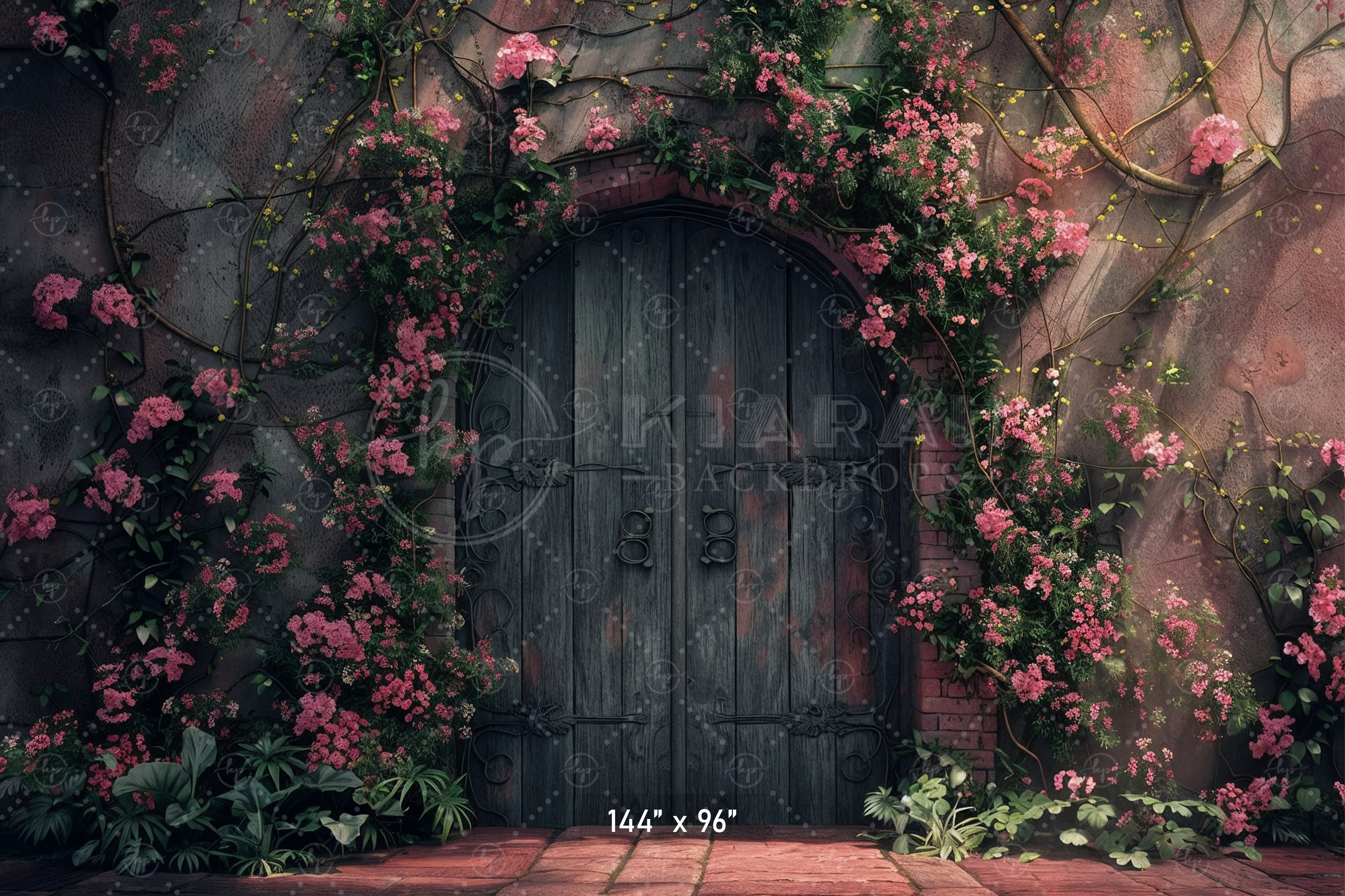 Rustic Floral Courtyard Door Backdrop