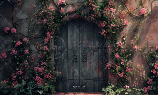 Rustic Floral Courtyard Door Backdrop