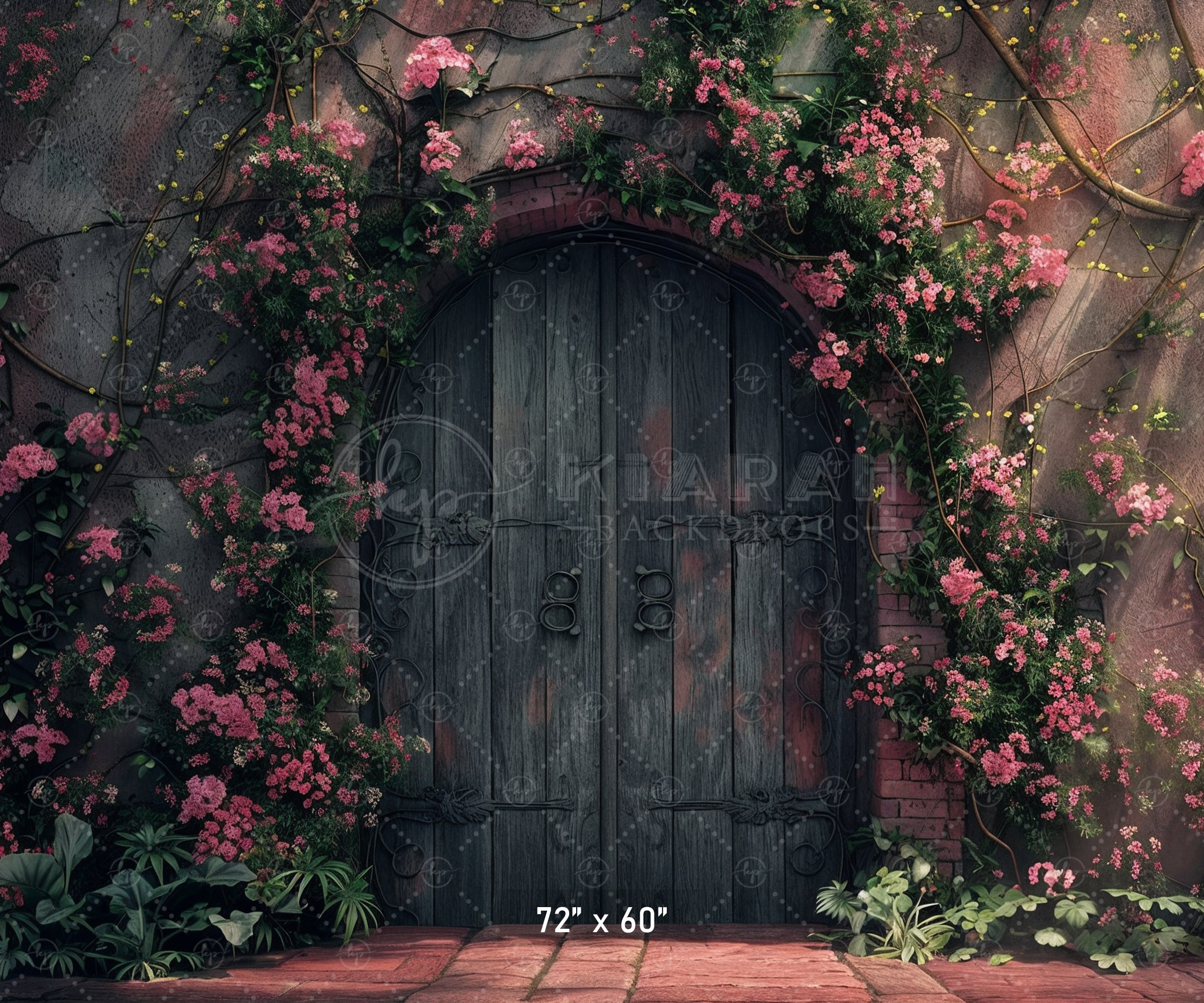 Rustic Floral Courtyard Door Backdrop