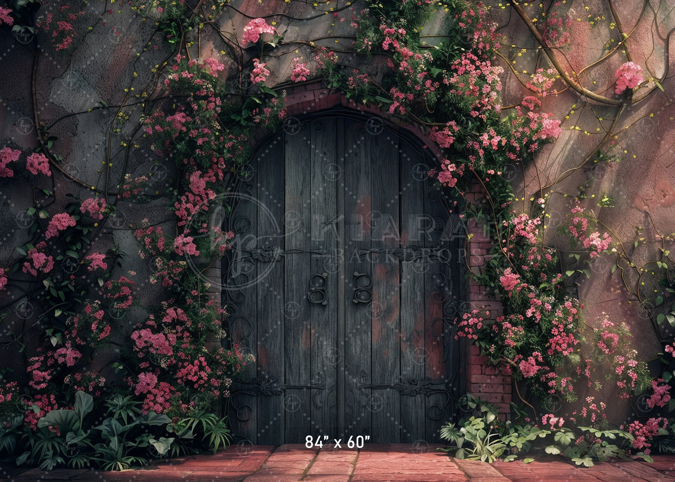 Rustic Floral Courtyard Door Backdrop
