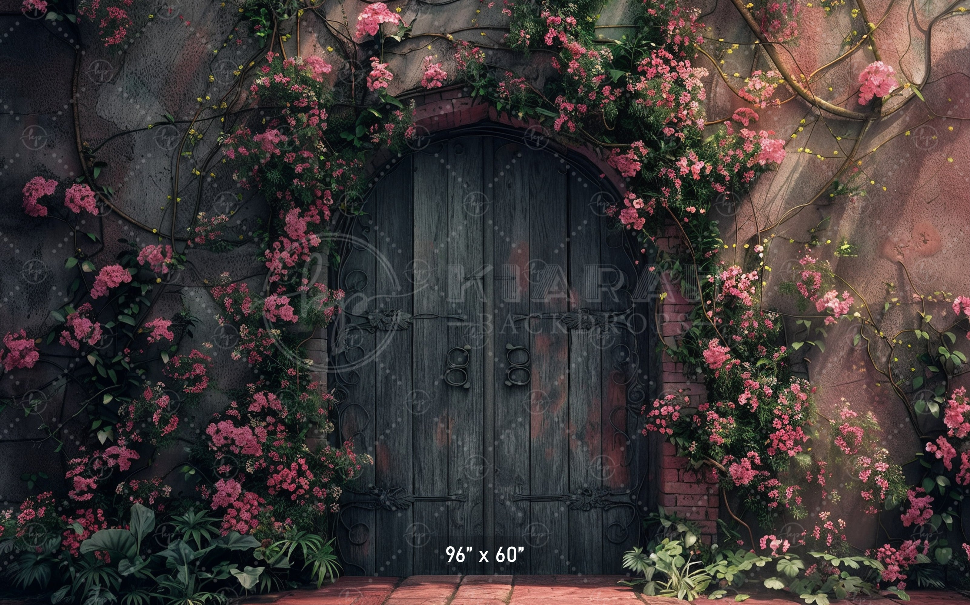 Rustic Floral Courtyard Door Backdrop