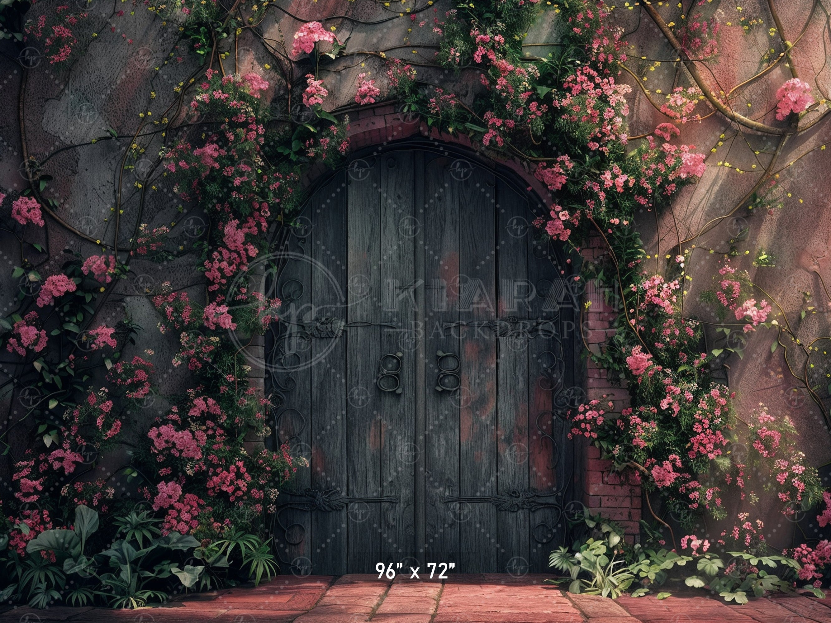 Rustic Floral Courtyard Door Backdrop