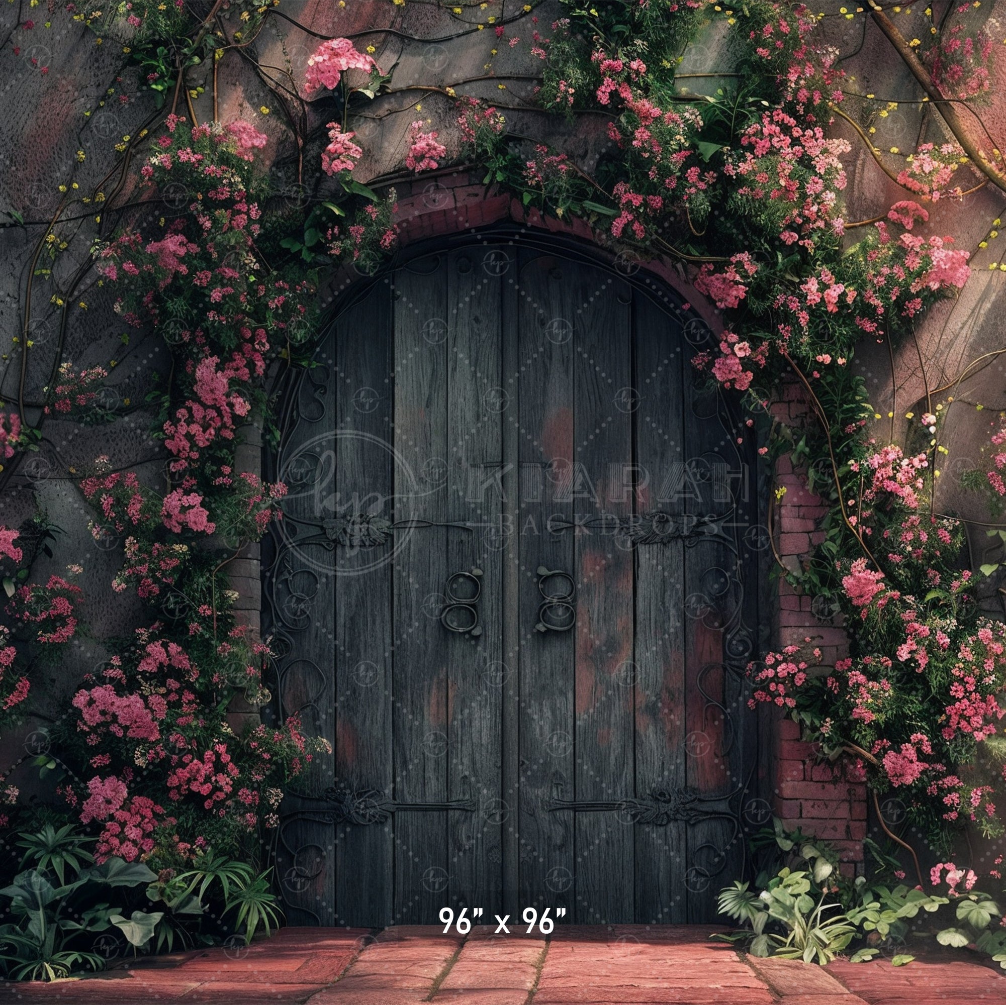 Rustic Floral Courtyard Door Backdrop