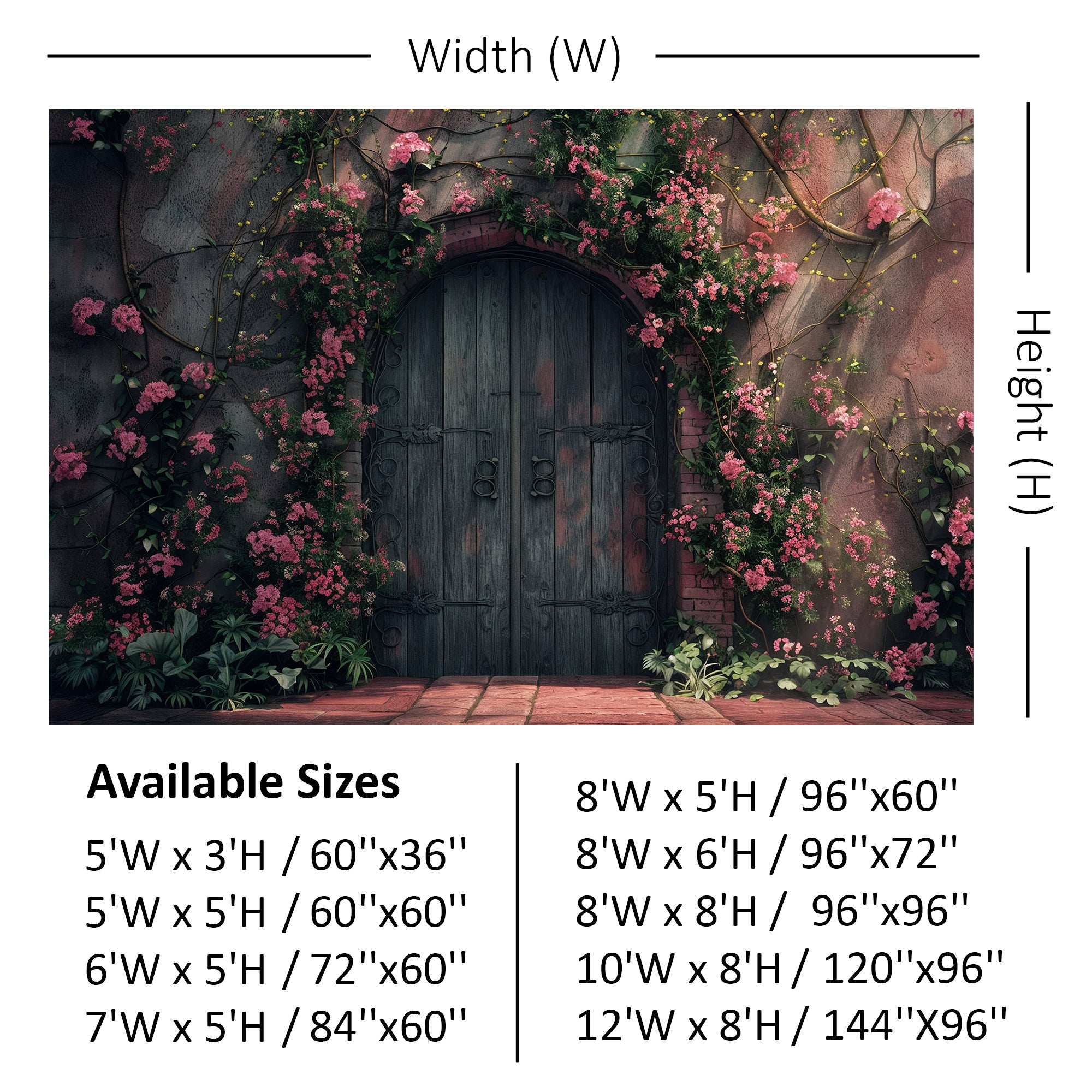 Rustic Floral Courtyard Door Backdrop