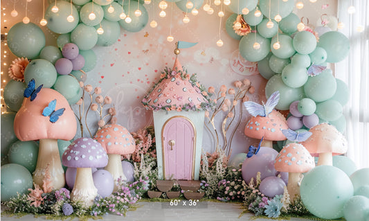 Magical Toadstool Cottage Backdrop