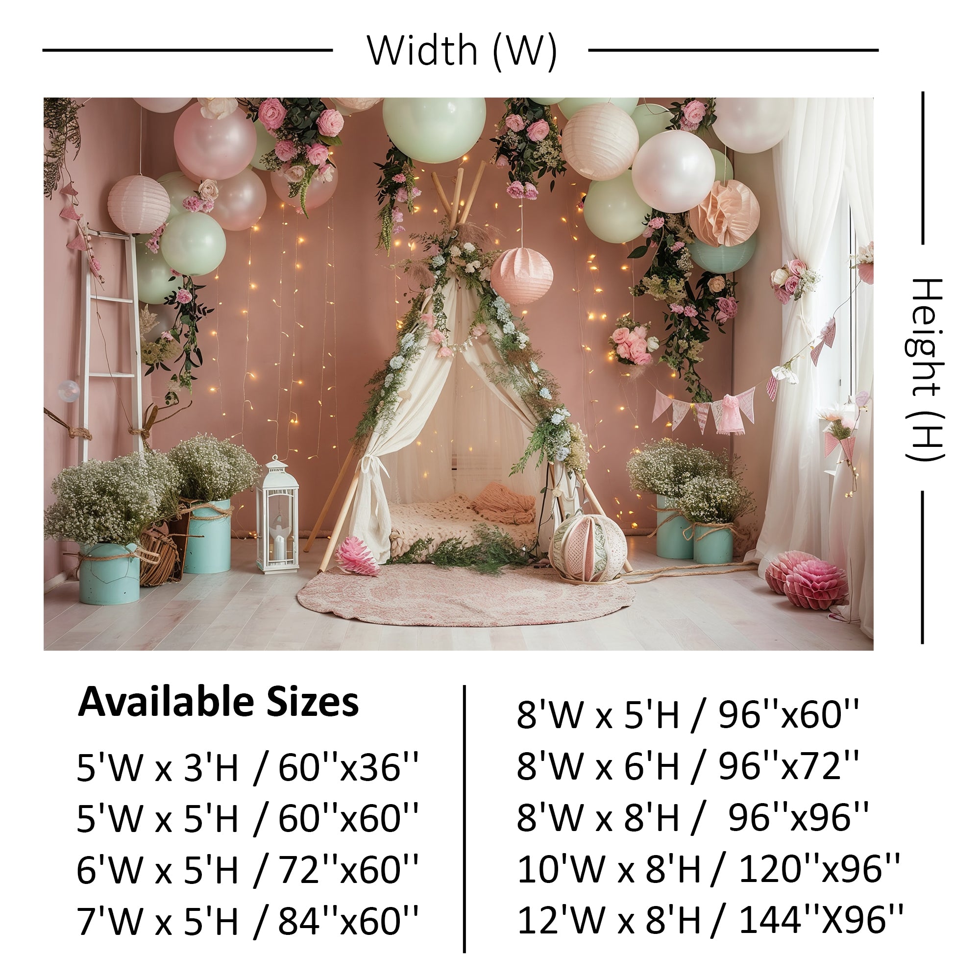 Dreamy Boho Teepee Décor Backdrop