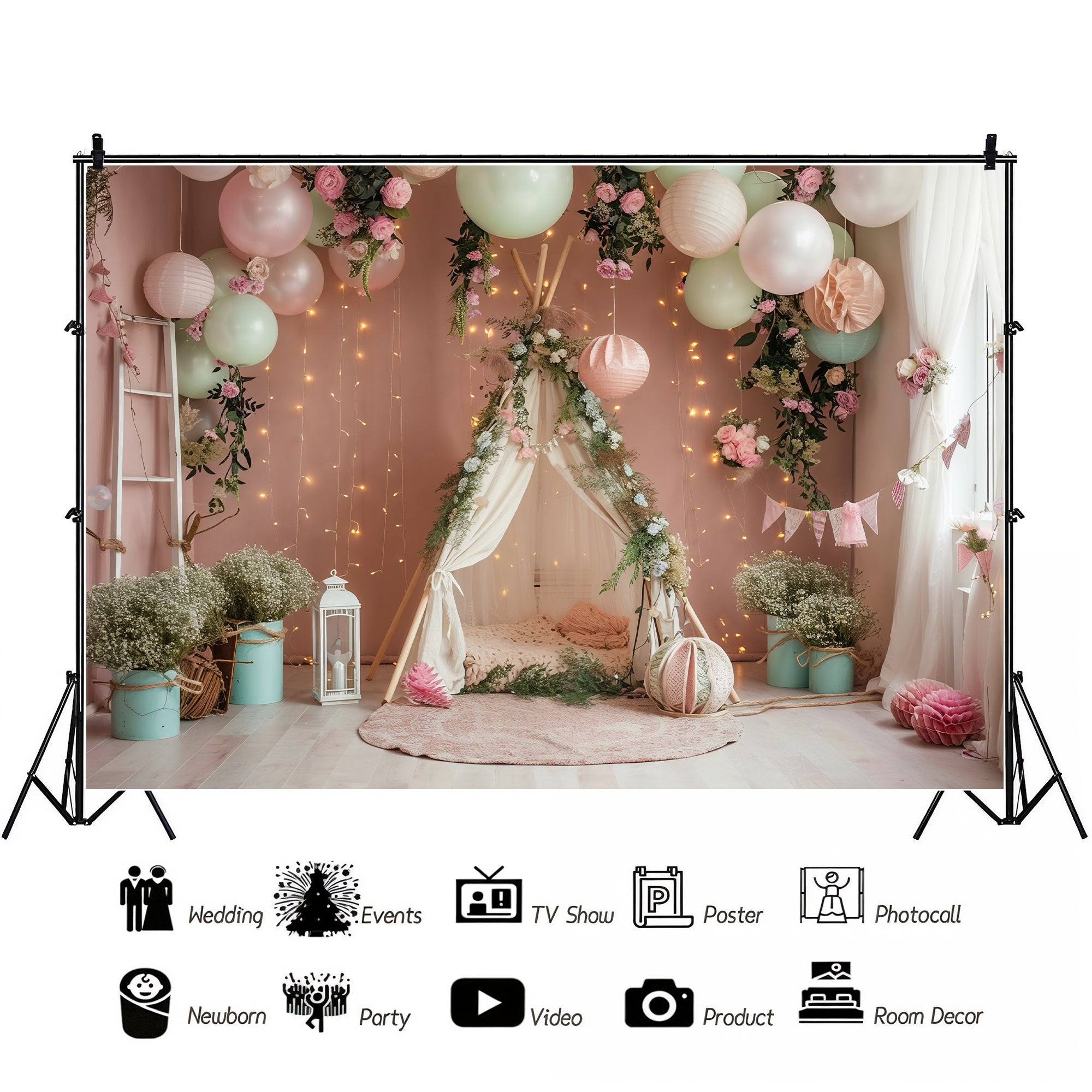 Dreamy Boho Teepee Décor Backdrop