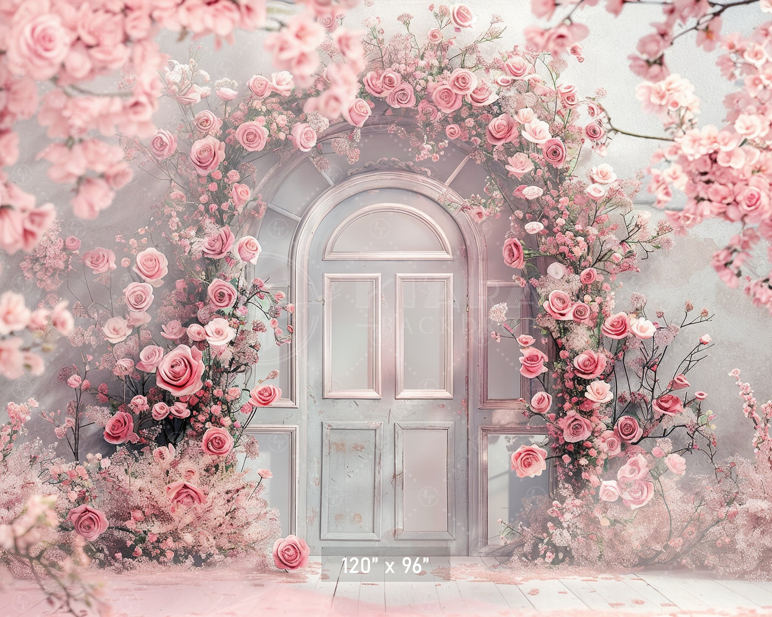 Romantic Pink Floral Doorway Backdrop
