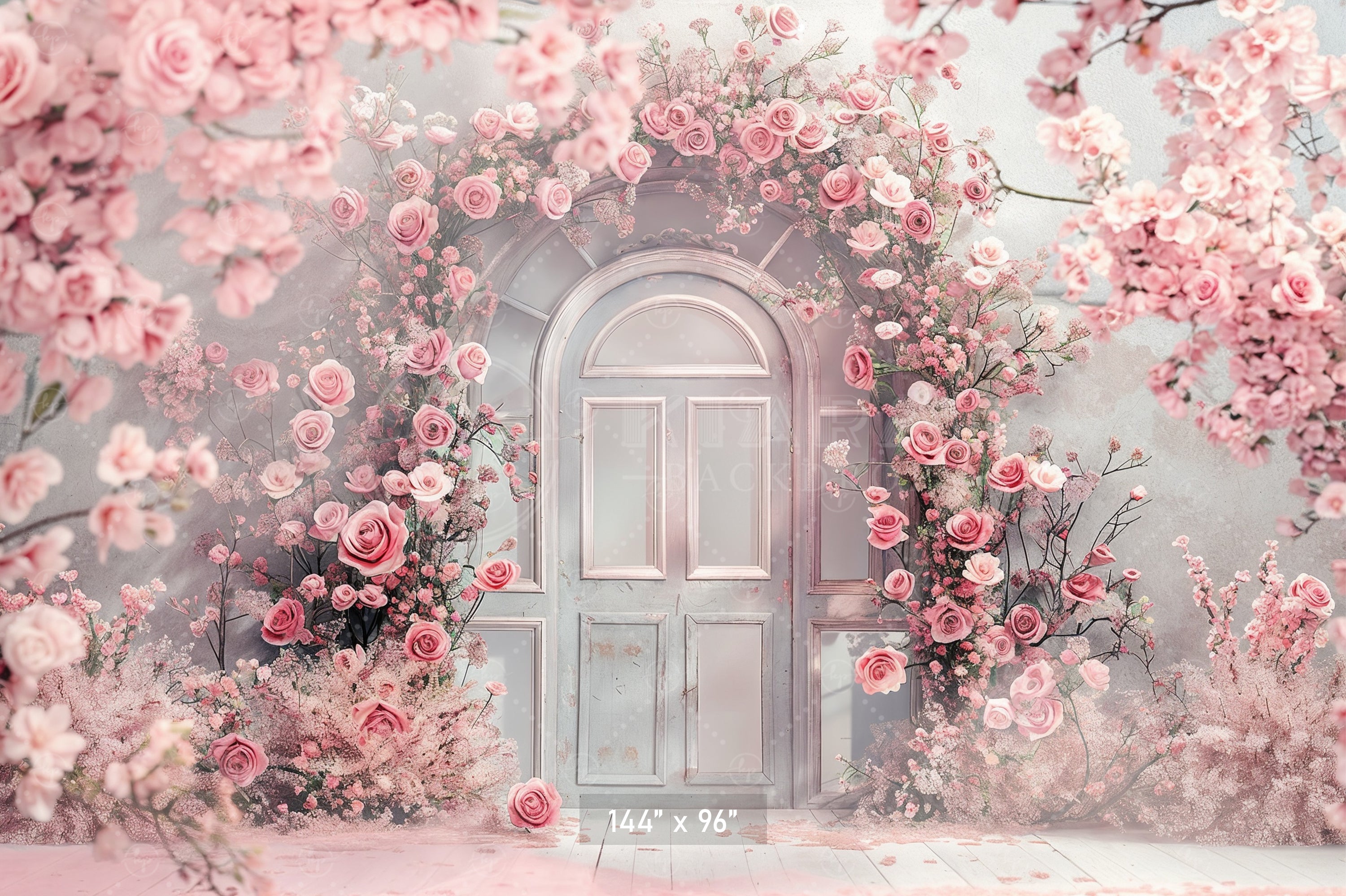Romantic Pink Floral Doorway Backdrop