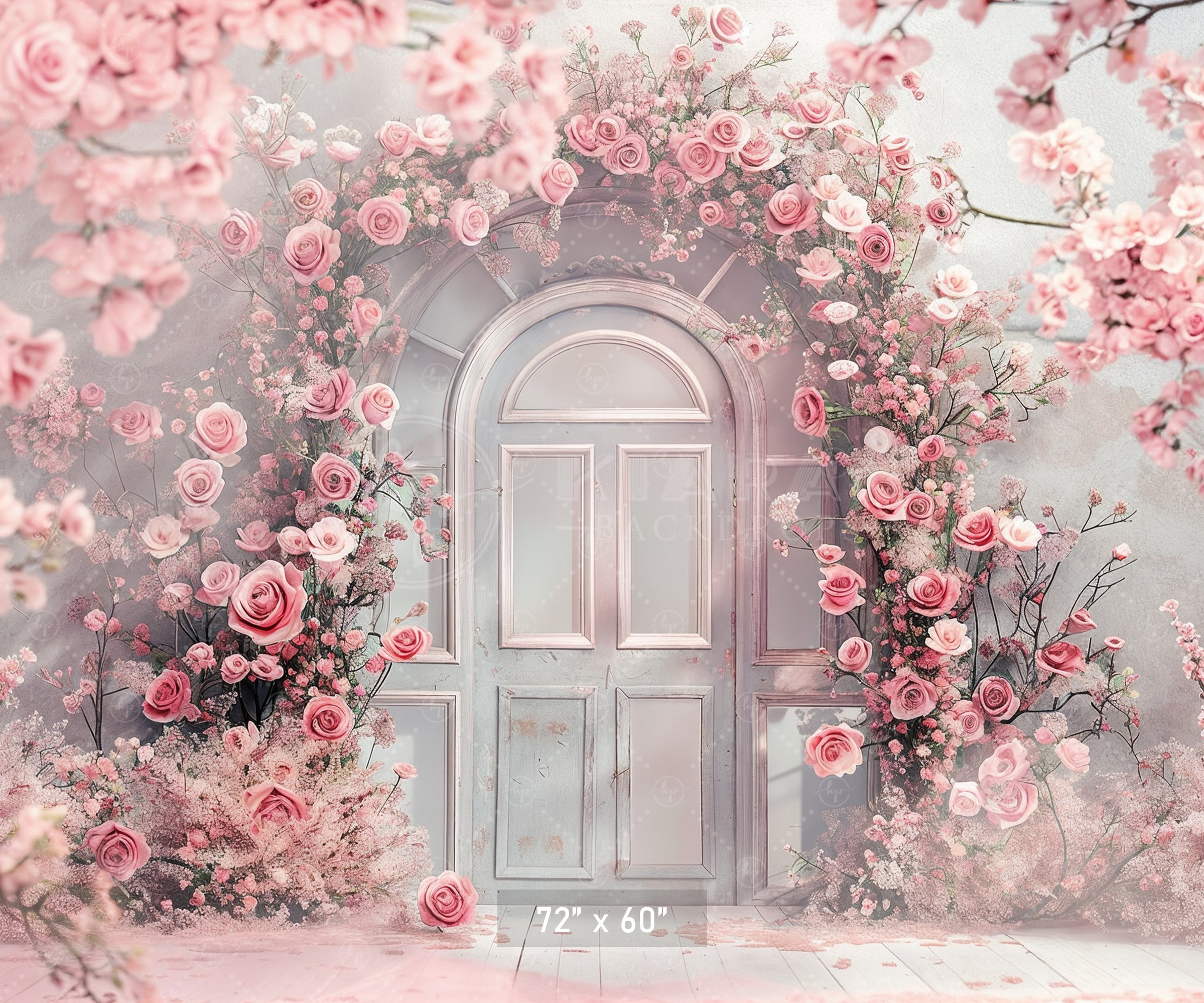 Romantic Pink Floral Doorway Backdrop