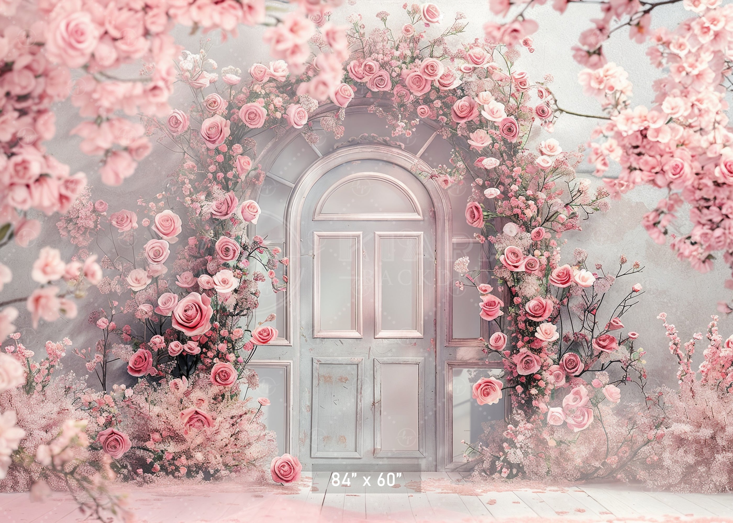 Romantic Pink Floral Doorway Backdrop