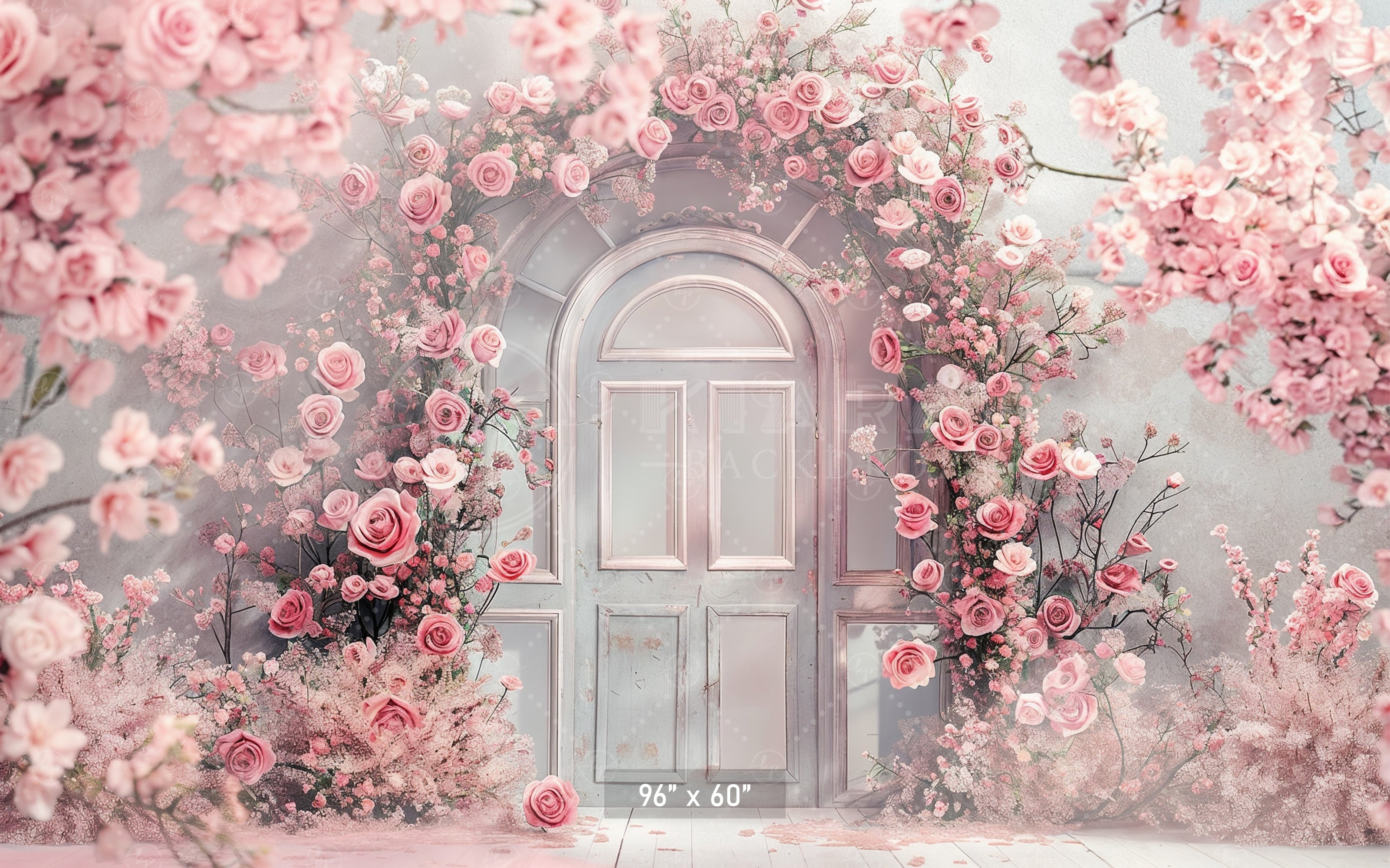 Romantic Pink Floral Doorway Backdrop
