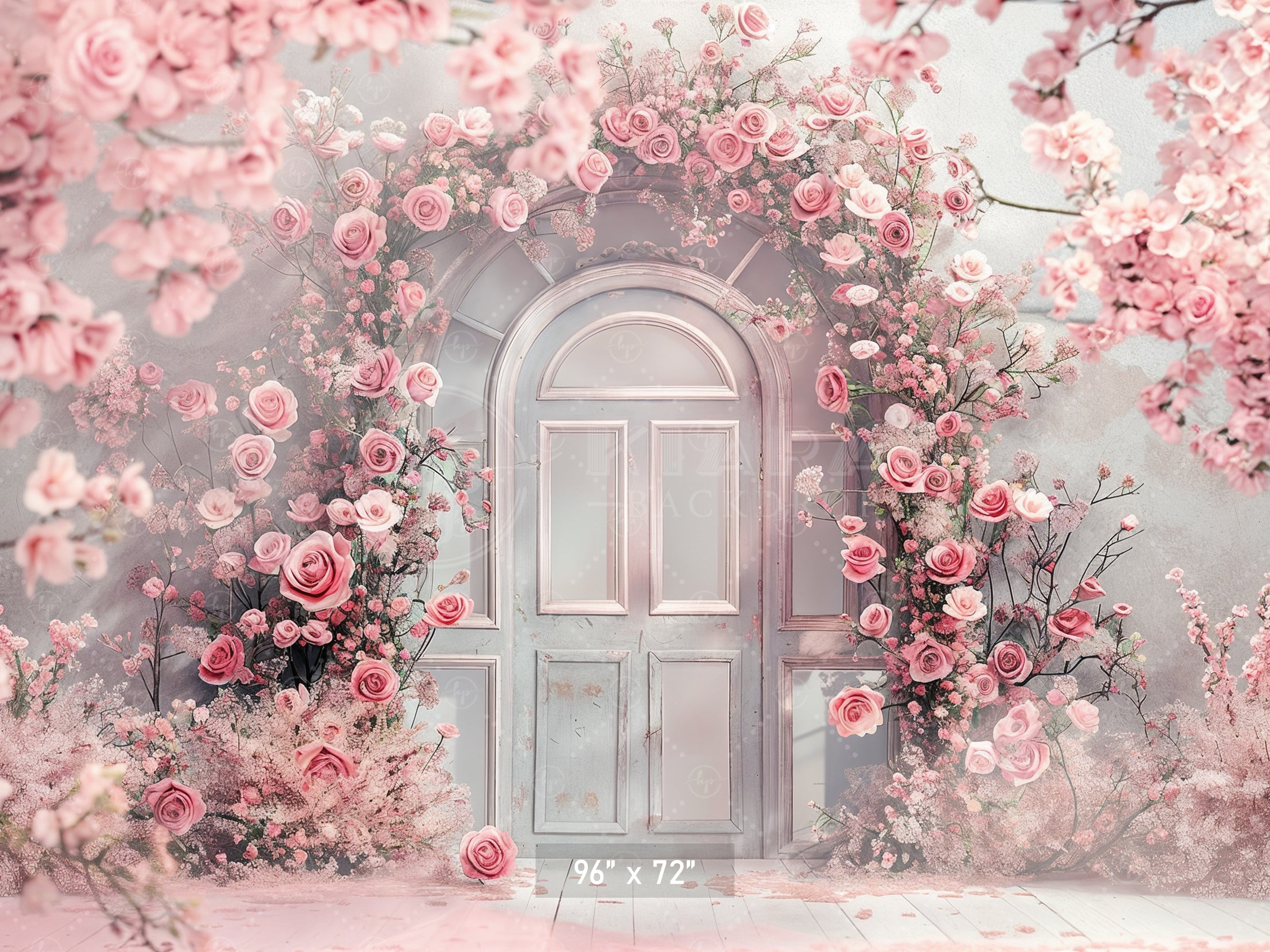 Romantic Pink Floral Doorway Backdrop