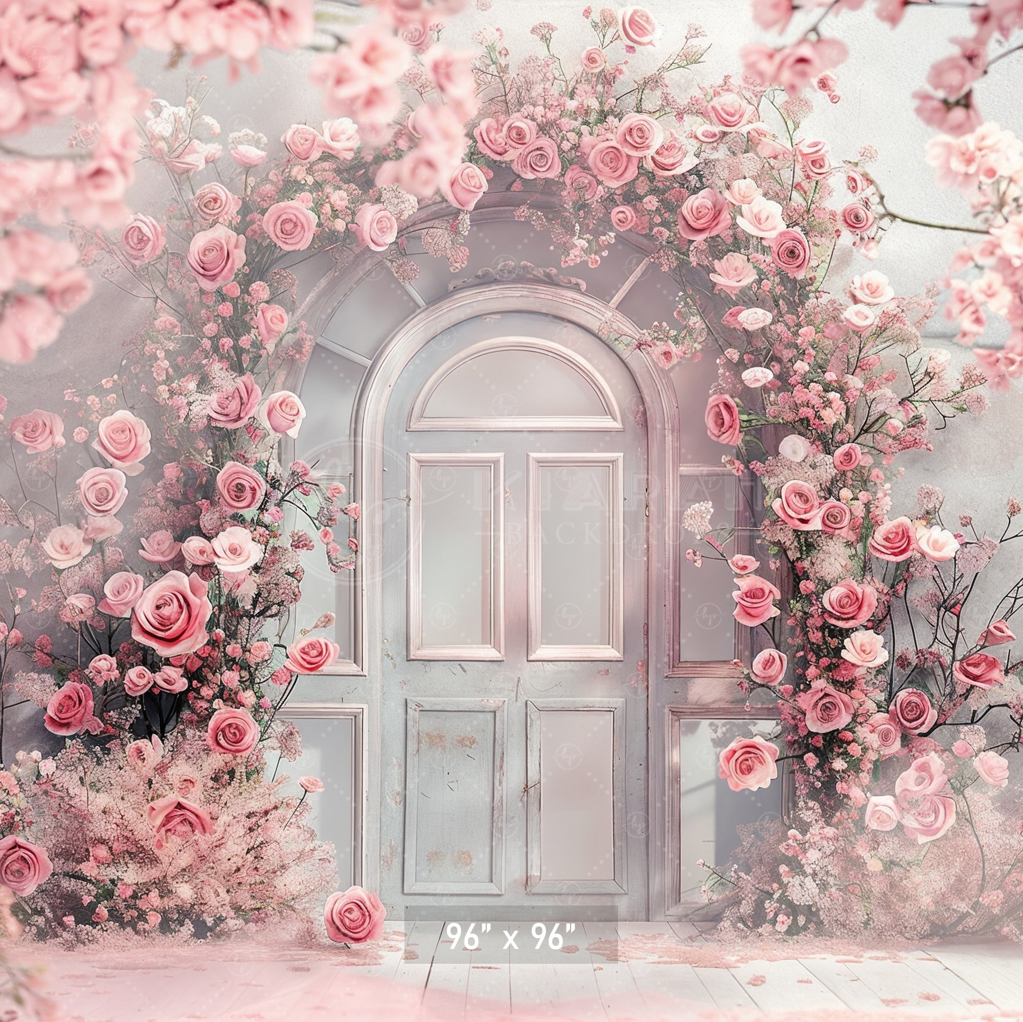 Romantic Pink Floral Doorway Backdrop