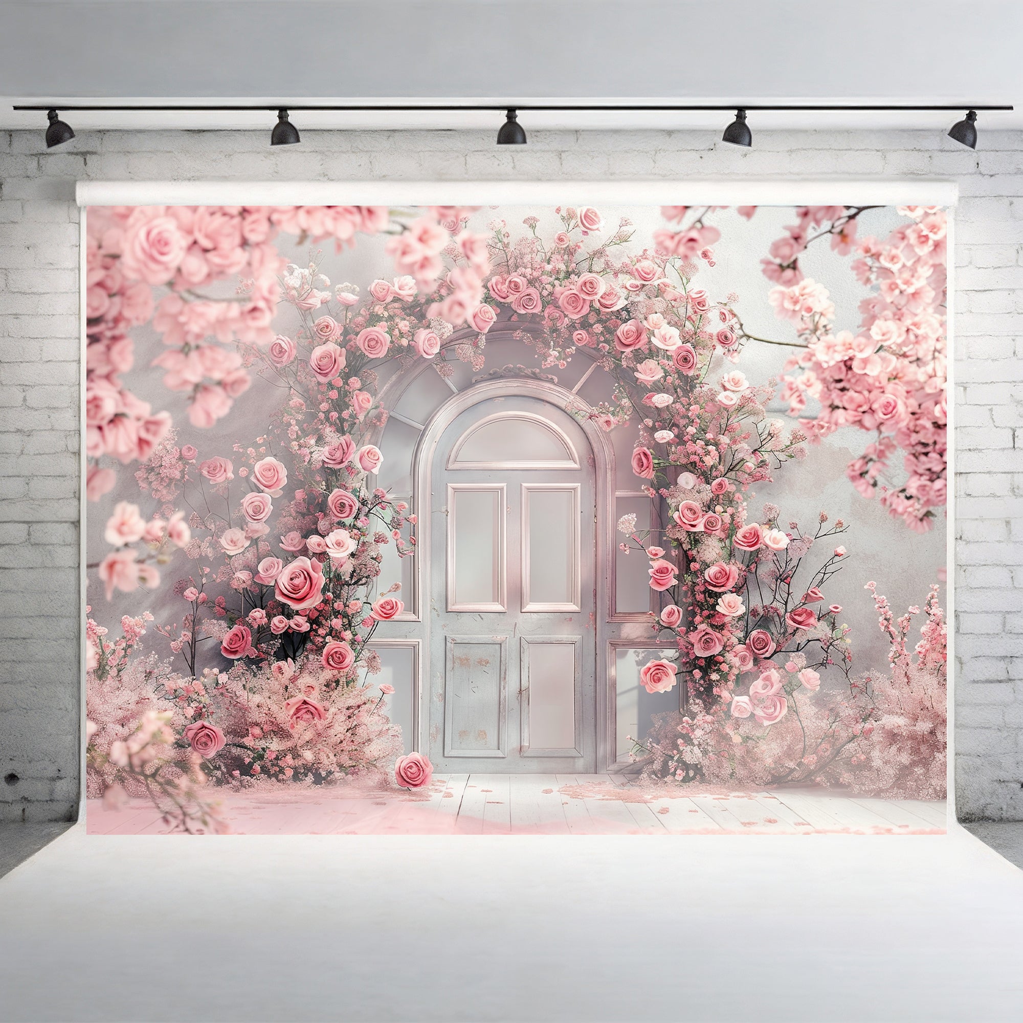 Romantic Pink Floral Doorway Backdrop