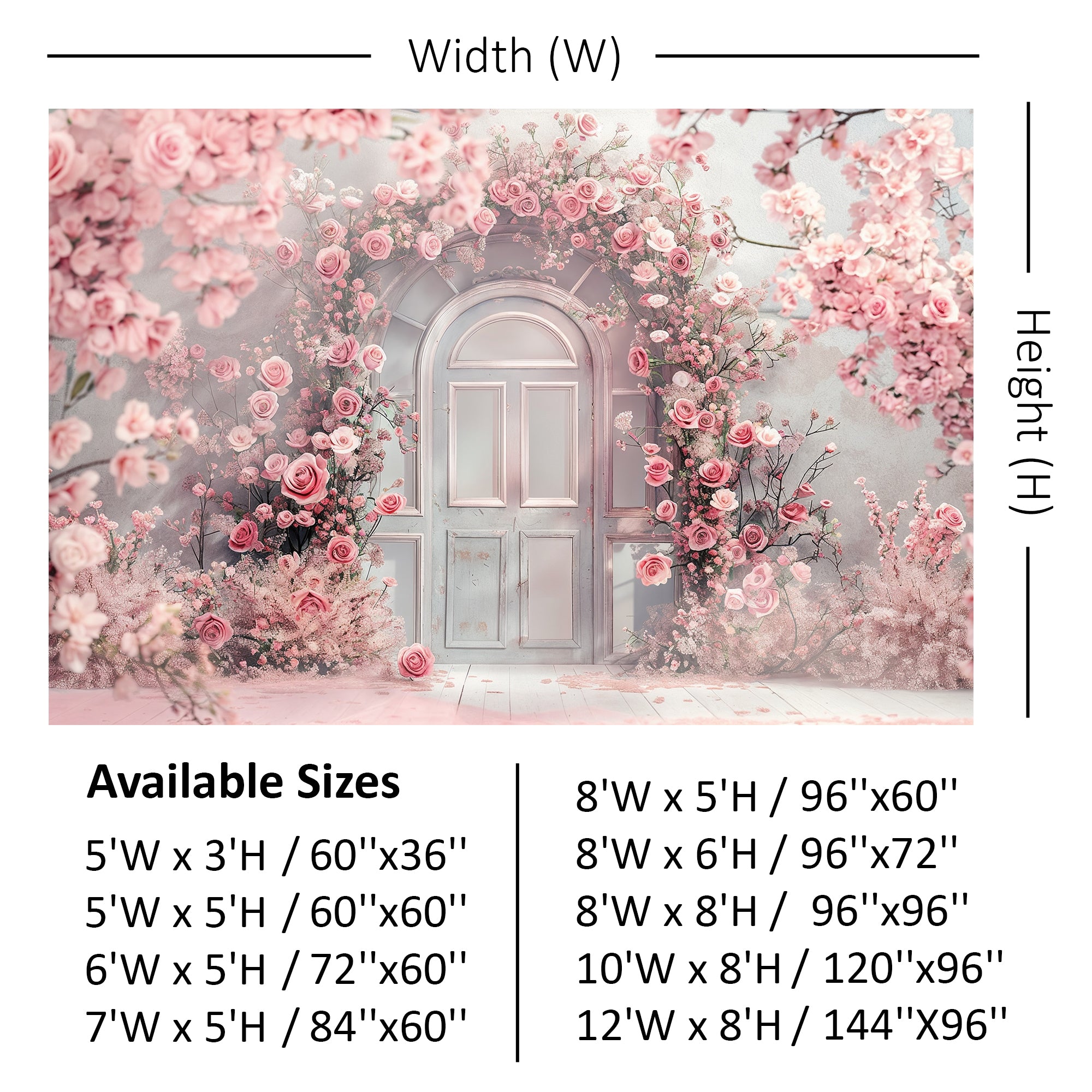 Romantic Pink Floral Doorway Backdrop