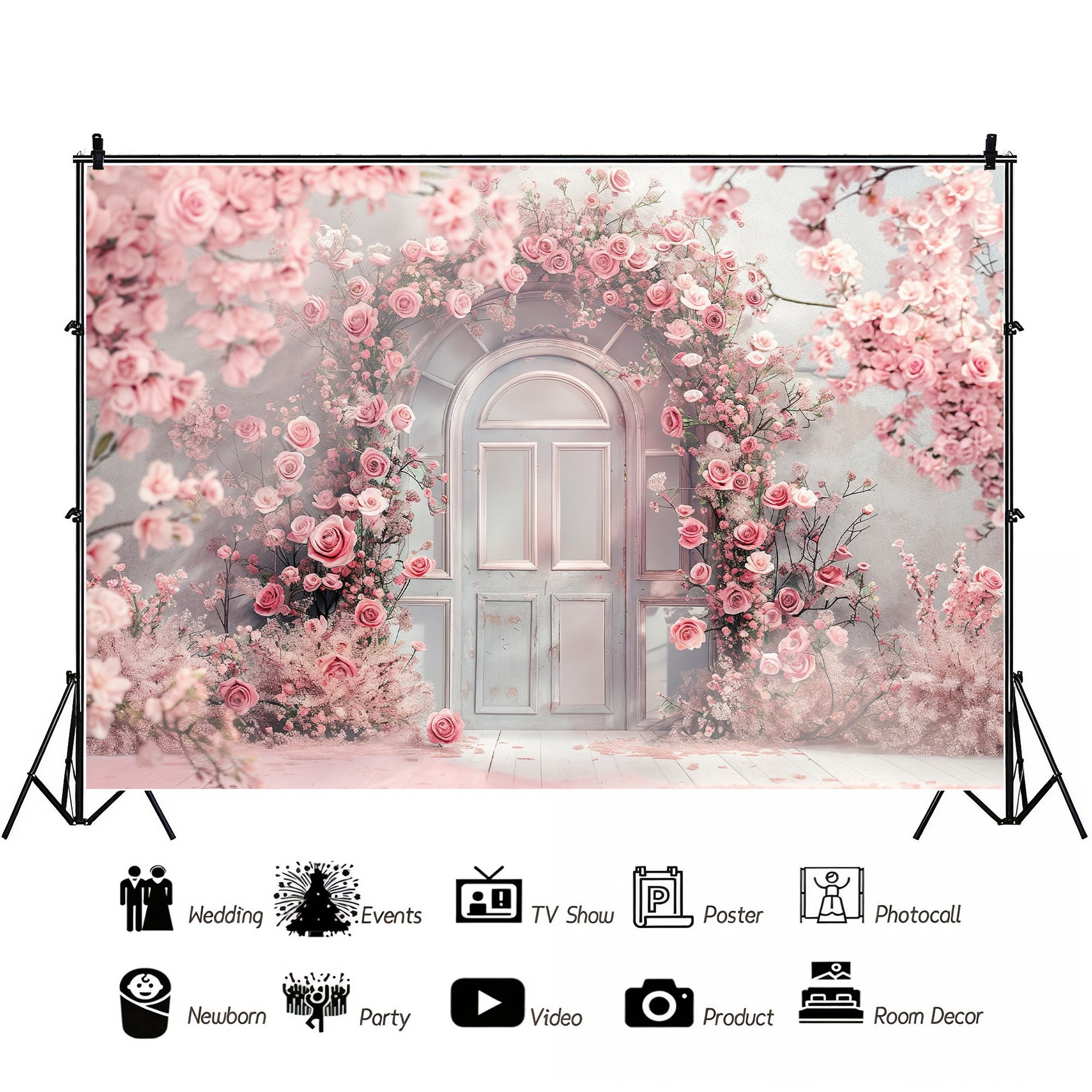 Romantic Pink Floral Doorway Backdrop