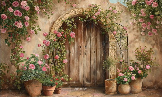 Rustic Floral Garden Door Backdrop