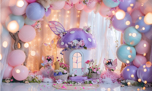 Enchanted Fairy Garden Mushroom House Backdrop