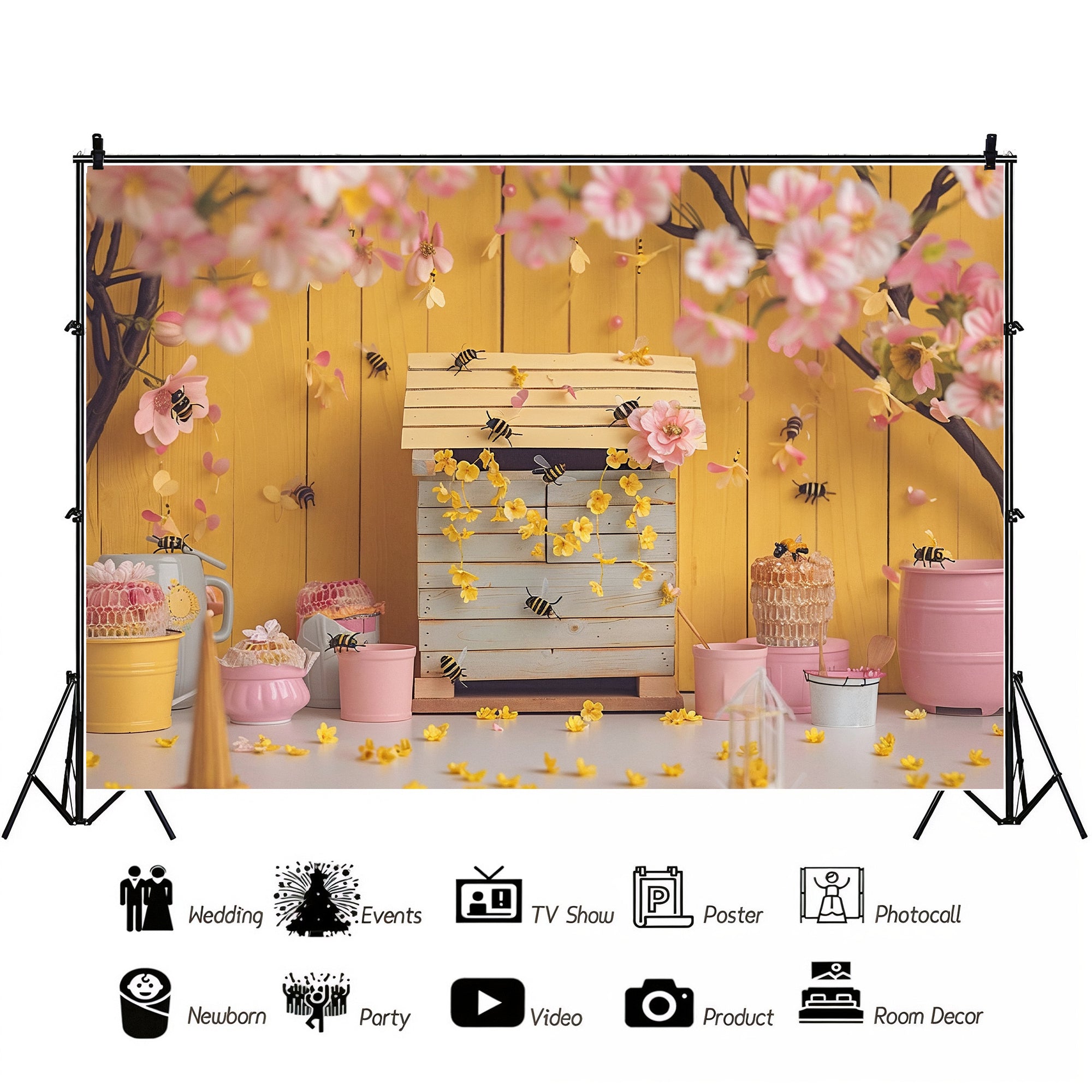 Buzzing Bee Garden Backdrop