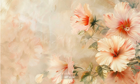 Elegant Peach Hibiscus Backdrop