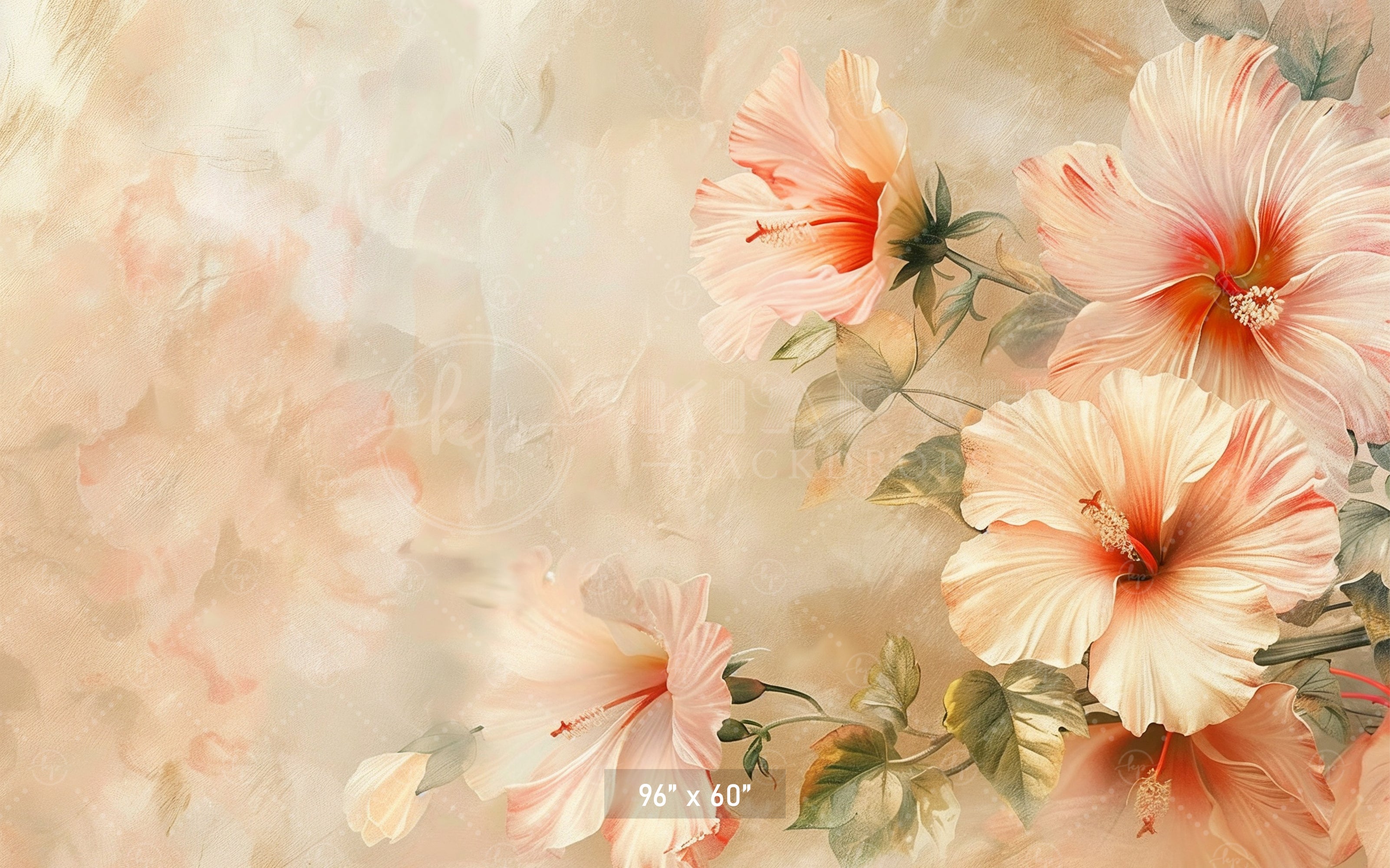 Elegant Peach Hibiscus Backdrop