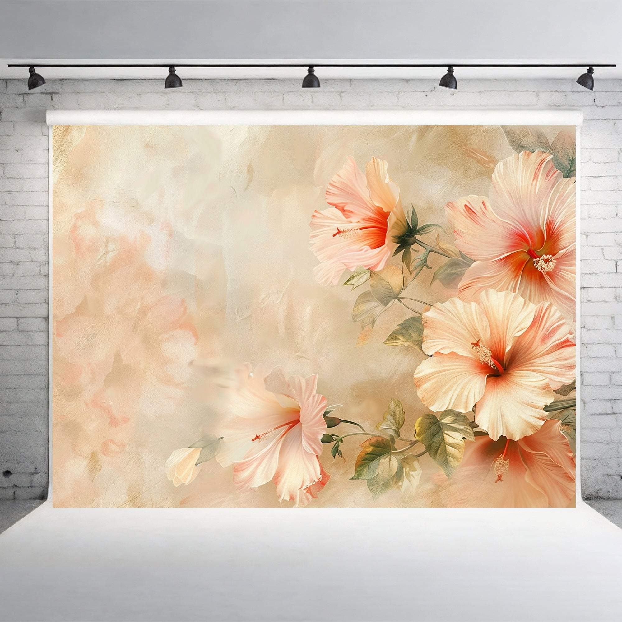 Elegant Peach Hibiscus Backdrop