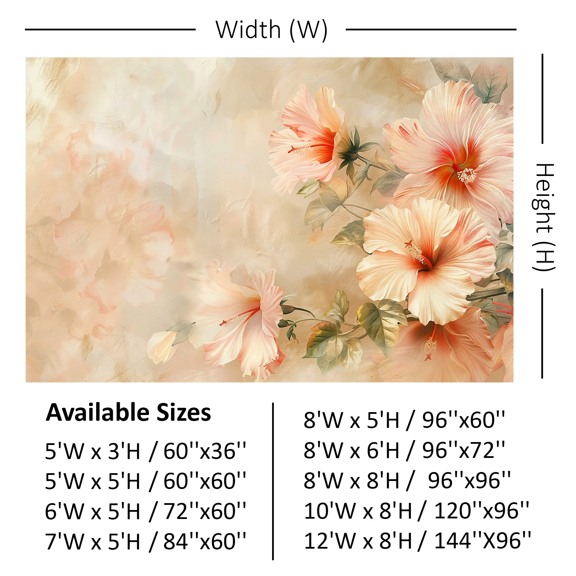 Elegant Peach Hibiscus Backdrop