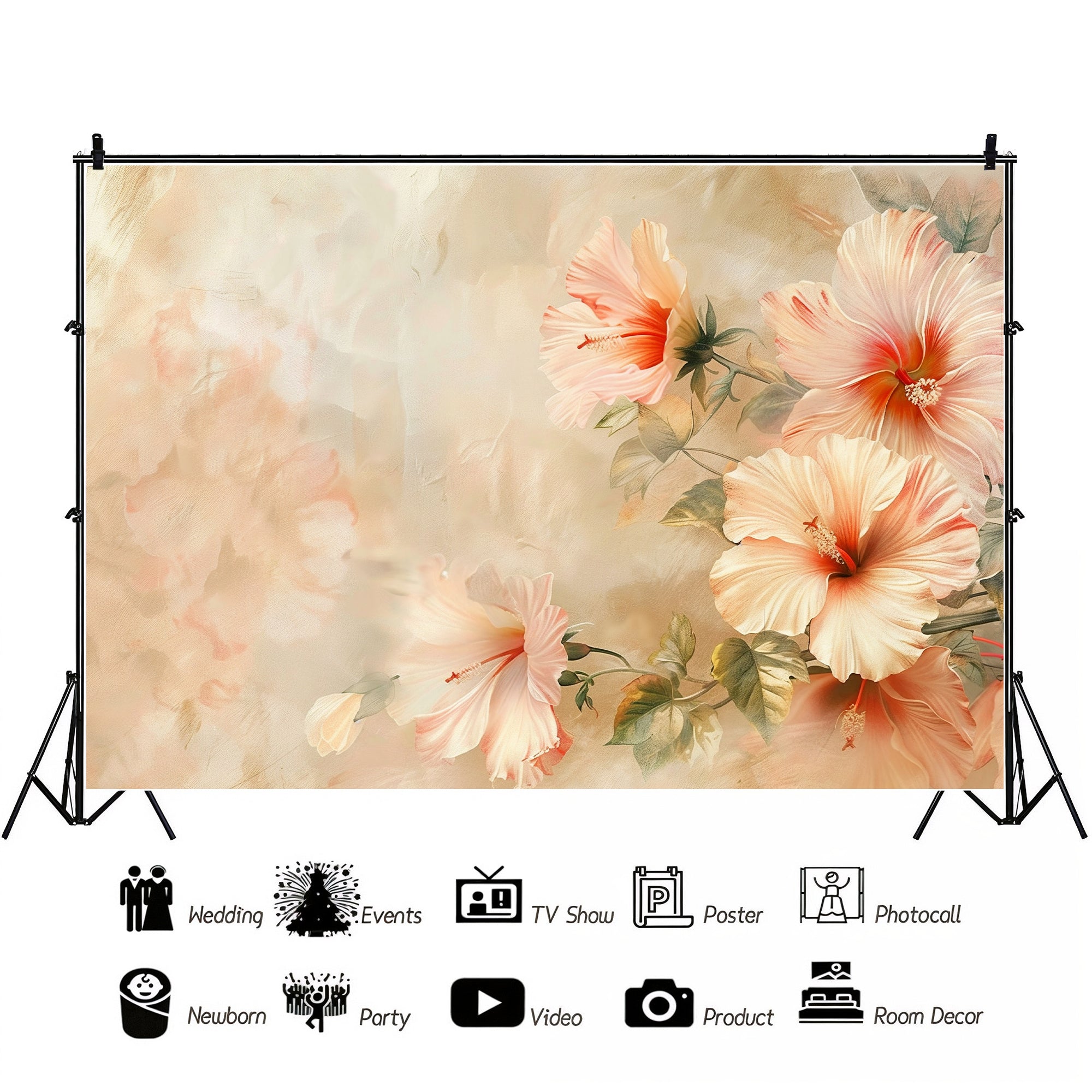 Elegant Peach Hibiscus Backdrop