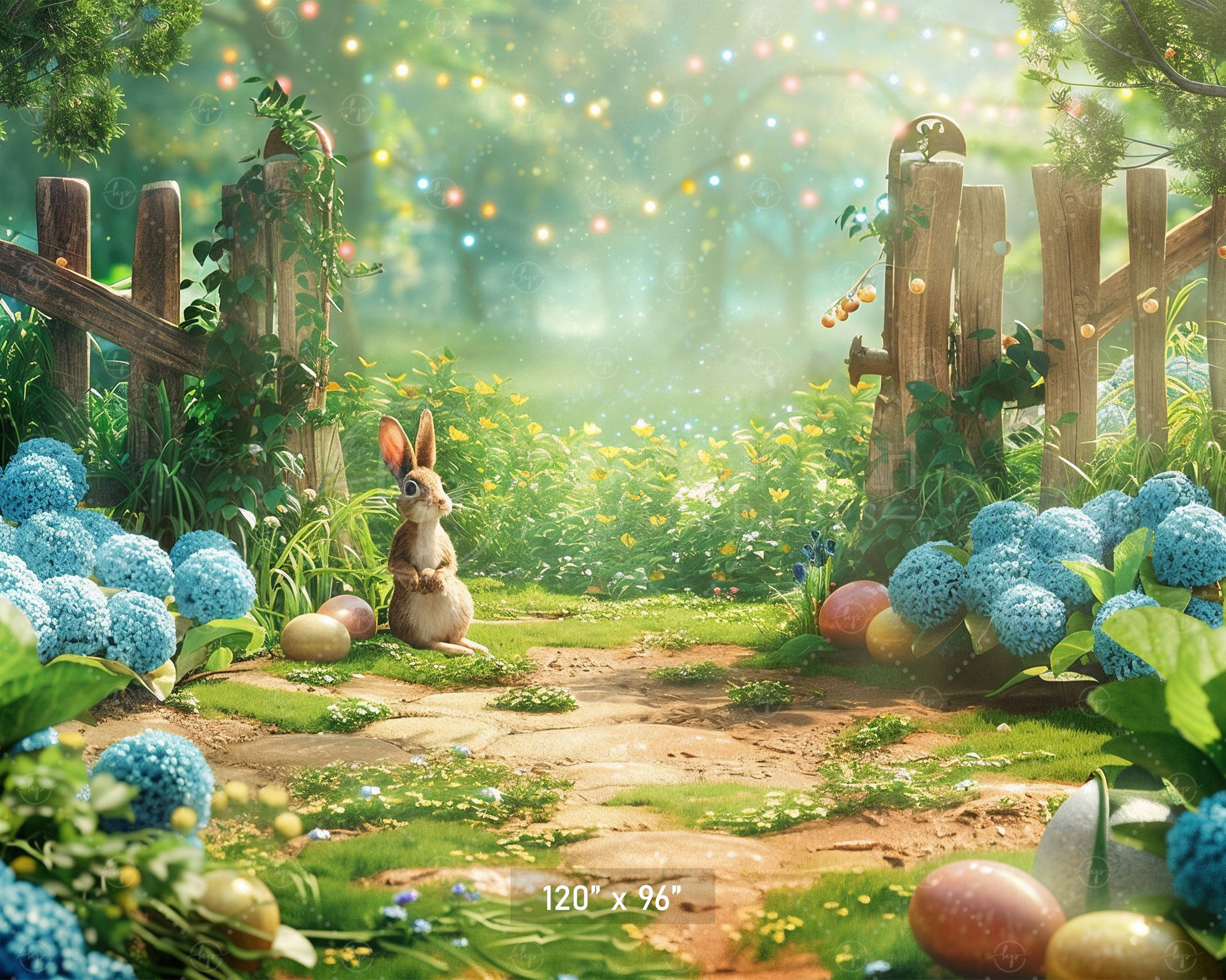 Whimsical Bunny Garden Backdrop