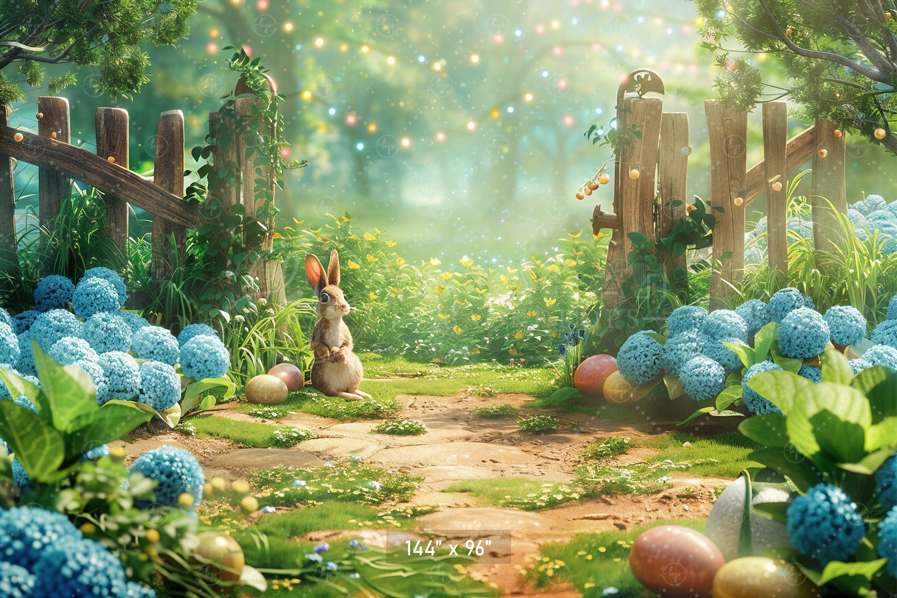 Whimsical Bunny Garden Backdrop