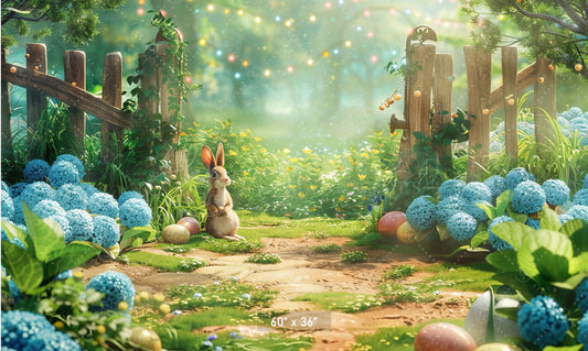 Whimsical Bunny Garden Backdrop