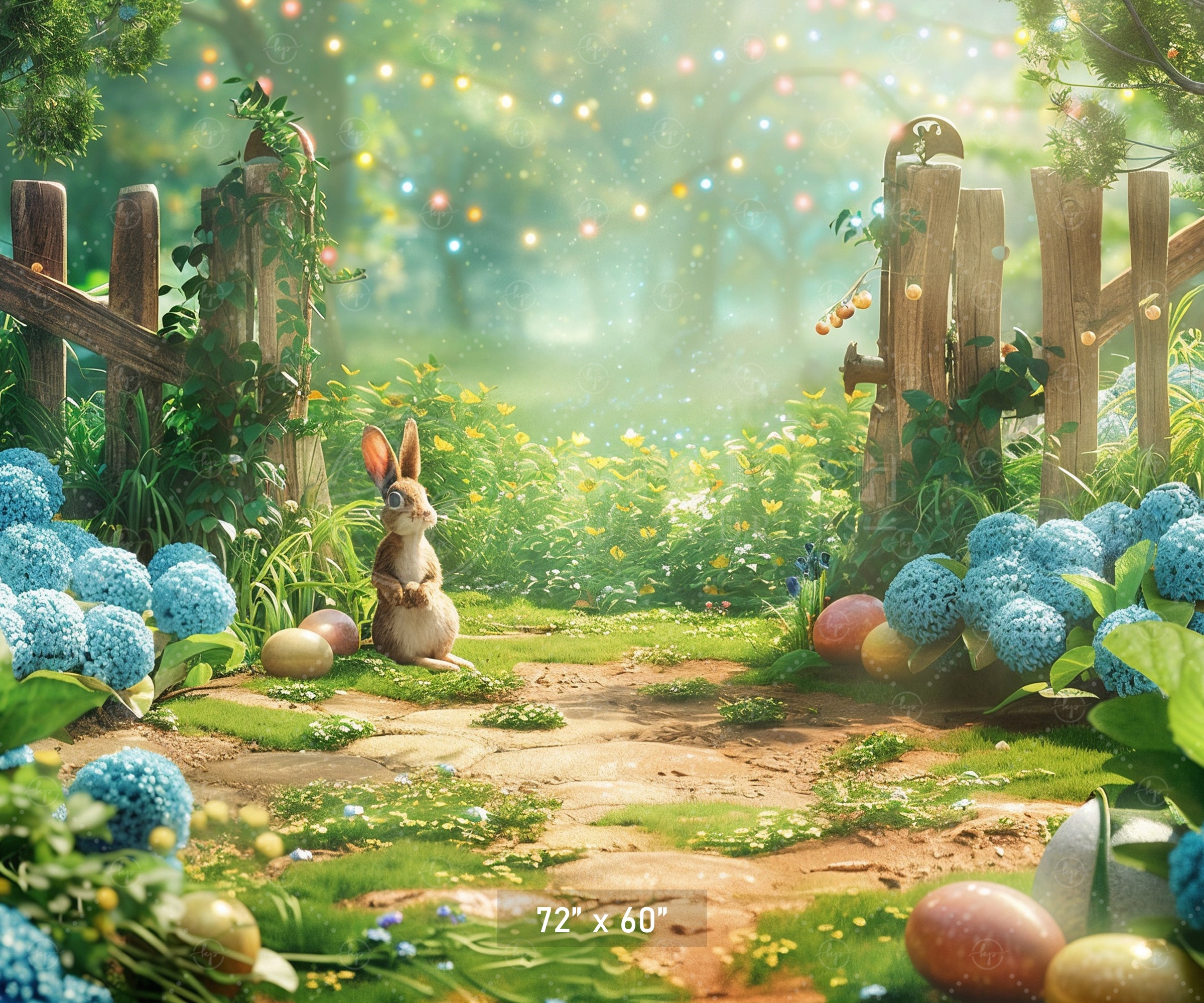 Whimsical Bunny Garden Backdrop