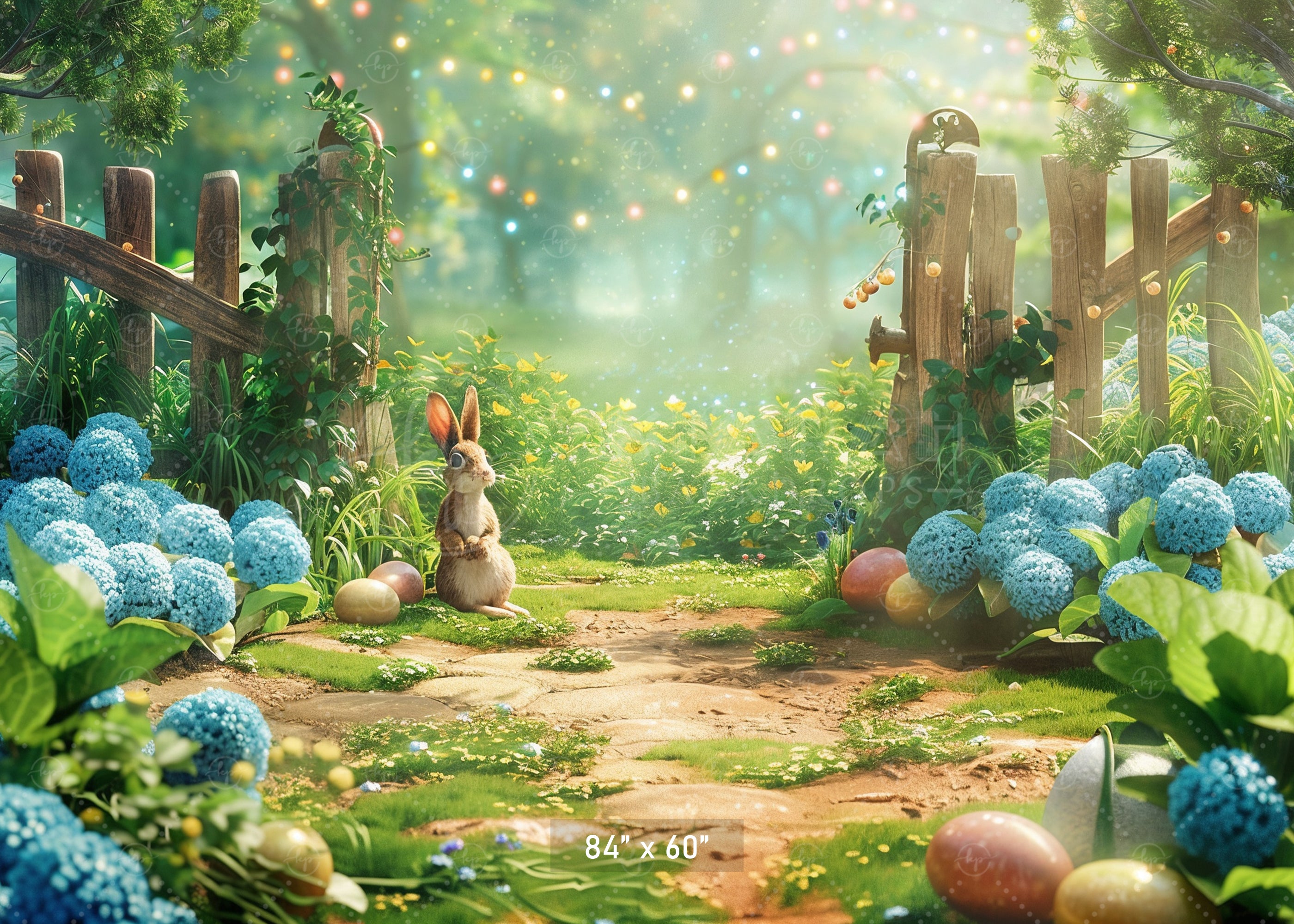 Whimsical Bunny Garden Backdrop