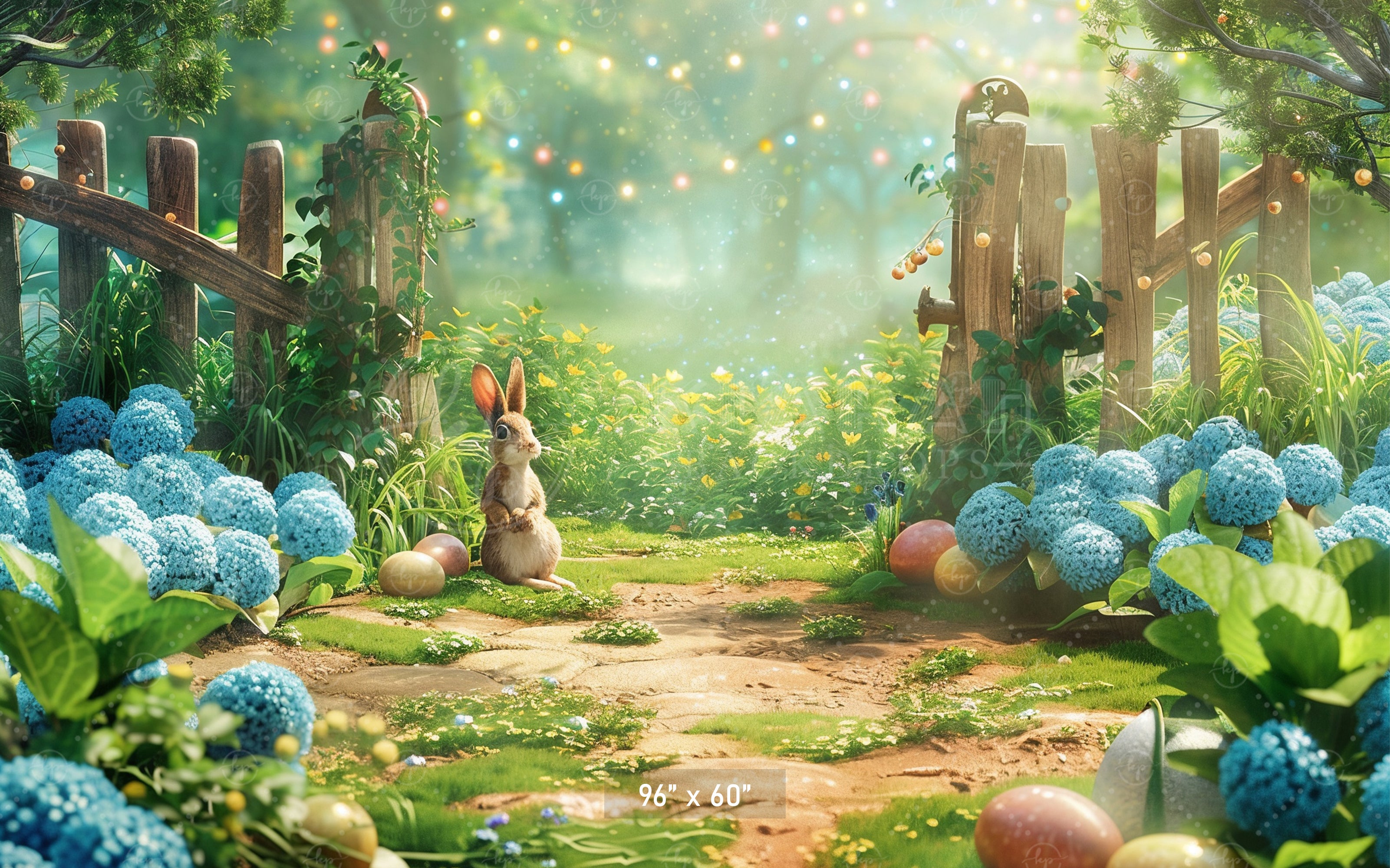 Whimsical Bunny Garden Backdrop