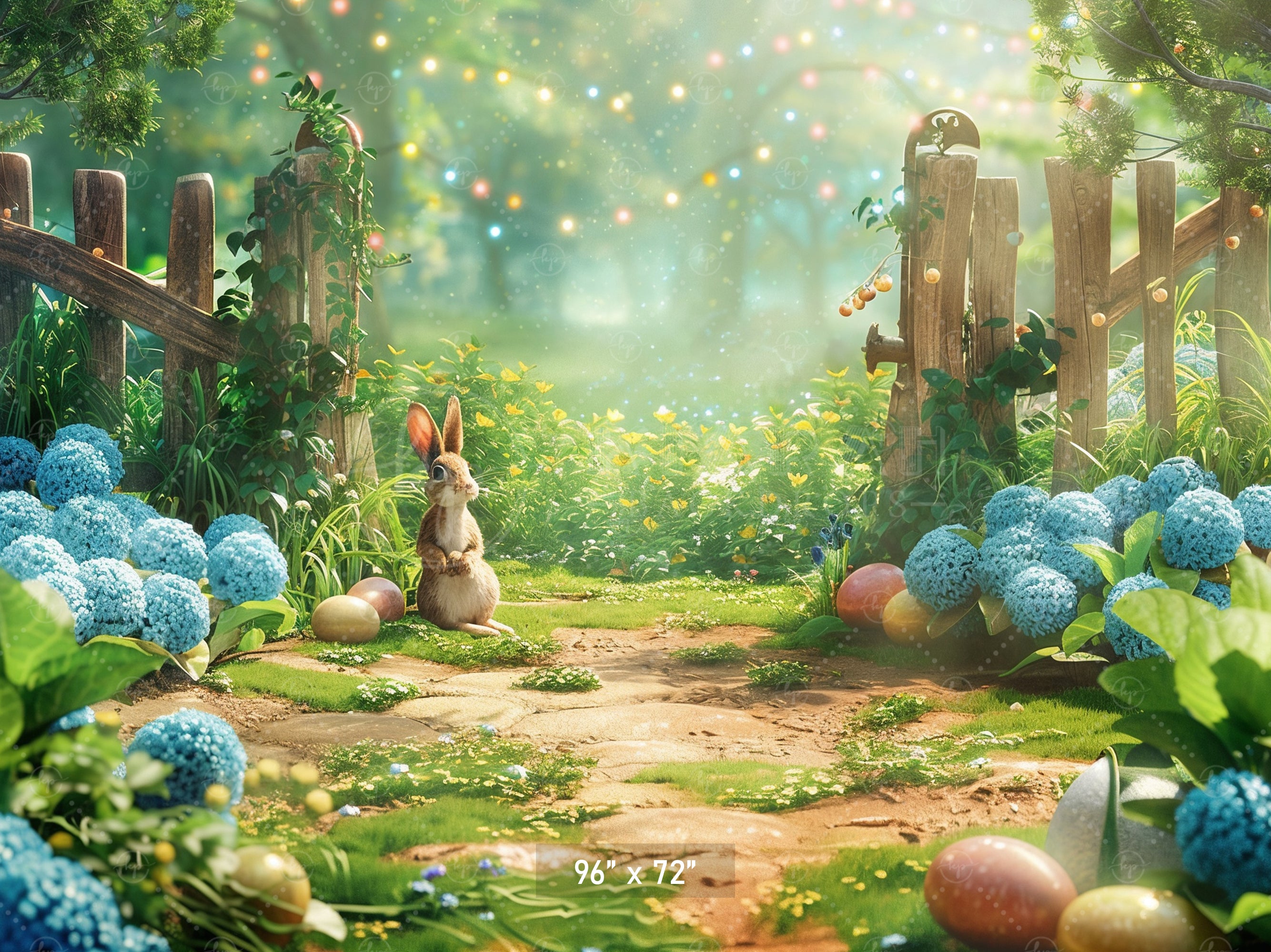 Whimsical Bunny Garden Backdrop