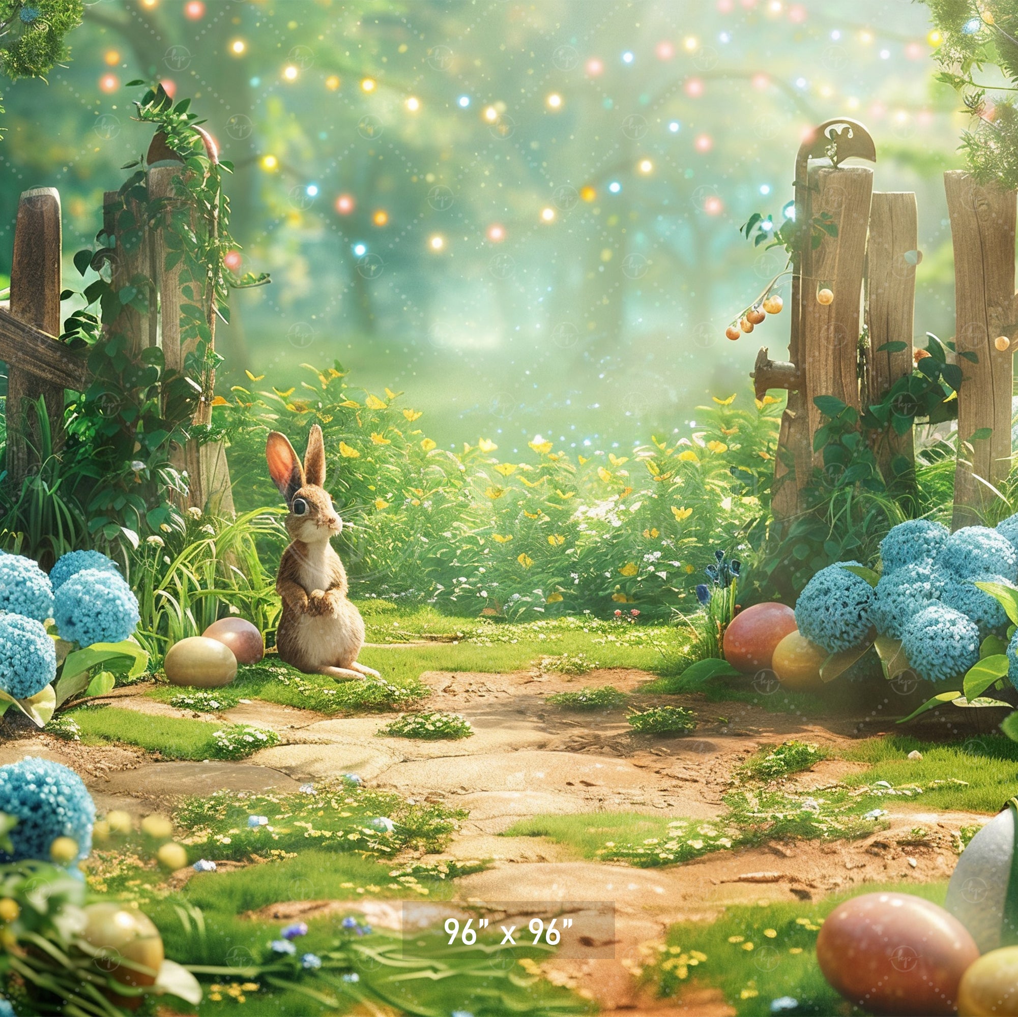 Whimsical Bunny Garden Backdrop