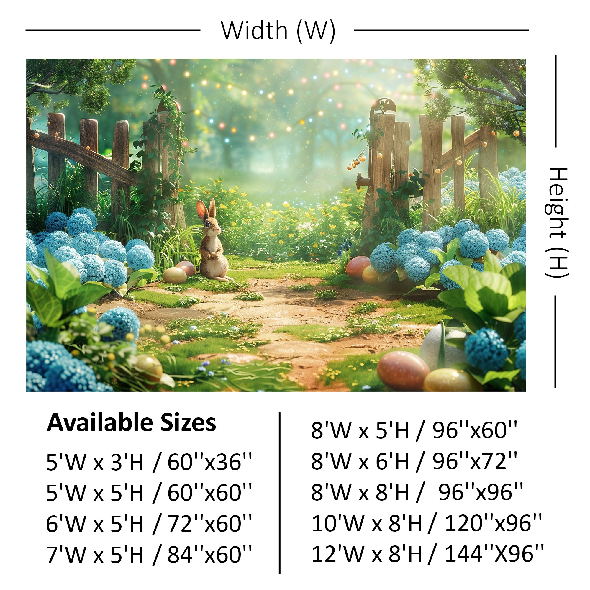 Whimsical Bunny Garden Backdrop