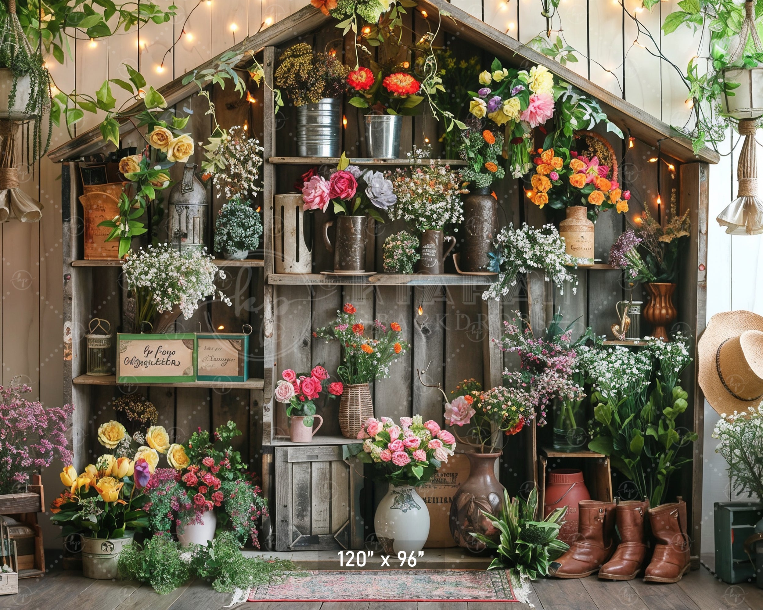 Rustic Flower Garden Backdrop
